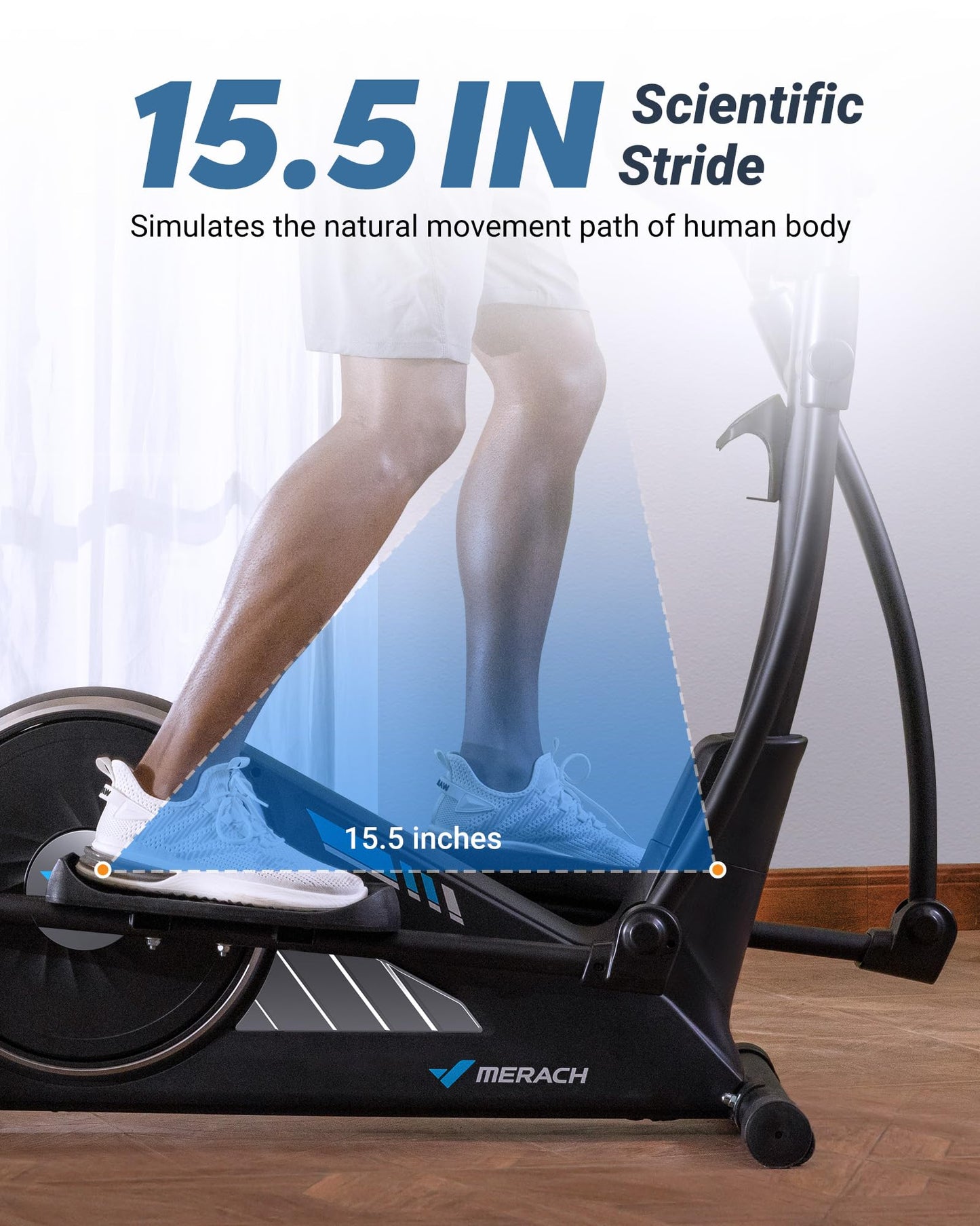 MERACH Elliptical Exercise Machine for Home Use, Elliptical Machine with Hyper-Quiet Magnetic Drive System, 16-Level Resistance Adjustment, 15.5IN Stride, 351LBS Loading Capacity, MERACH App