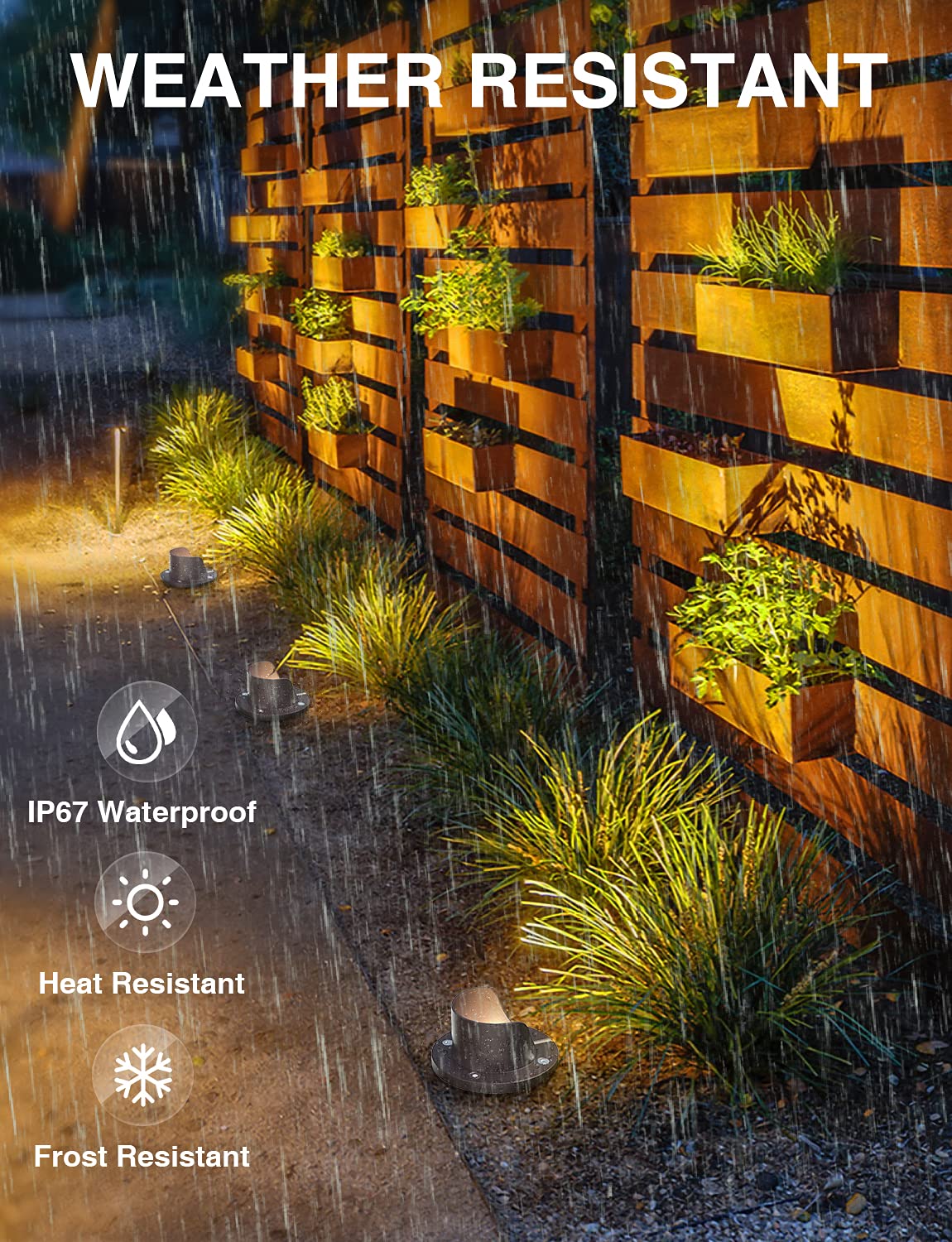 SUNVIE 12W Landscape LED Well Lights, Waterproof, 12V-24V, Aluminum, White, Model MDWL12B02C, 2 Pack with Connectors