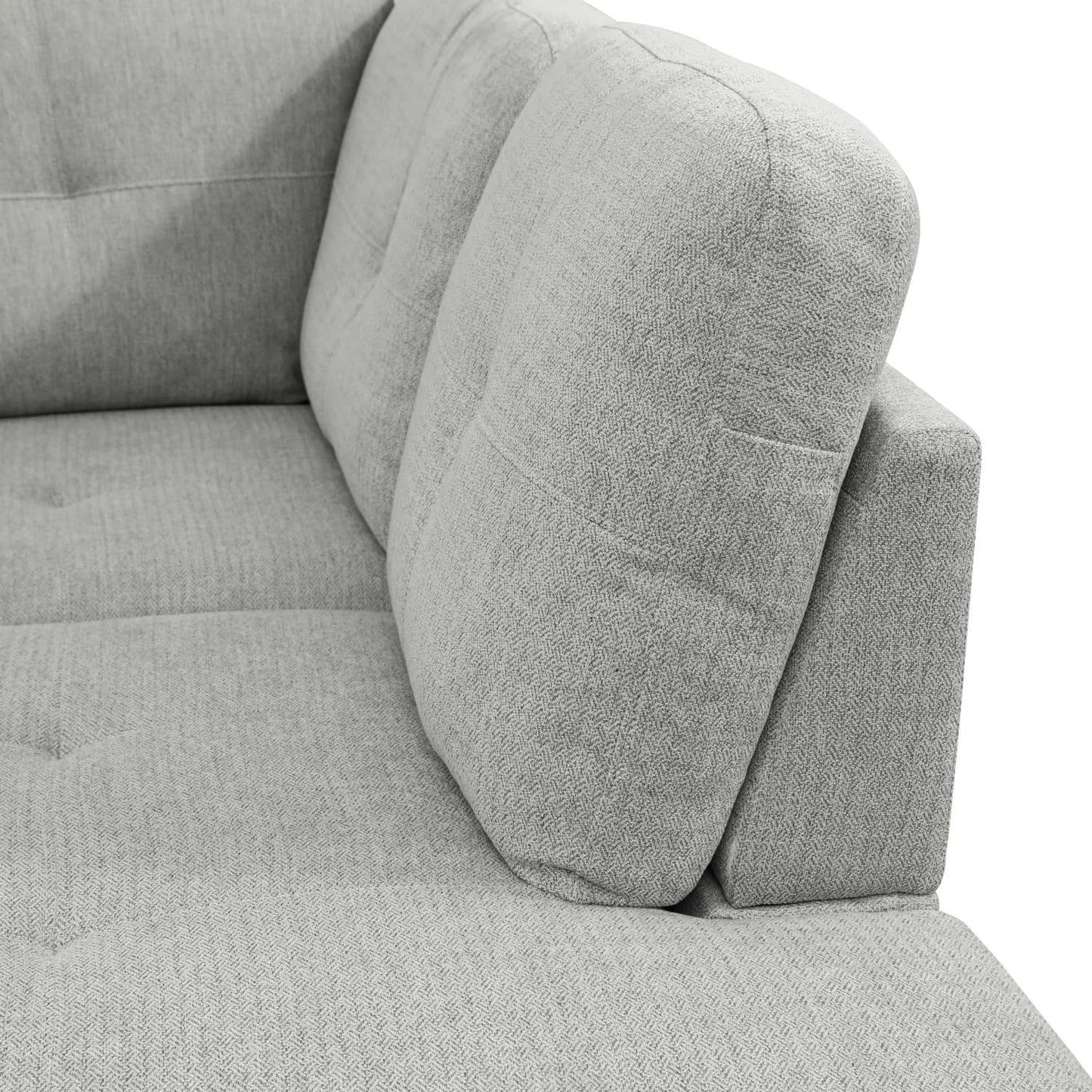 UOCFYK Sectional Sofa Couch with Right Chaise, Flannel L Shaped Couches for Living Room, Office, Apartments, Small Space, Light Grey