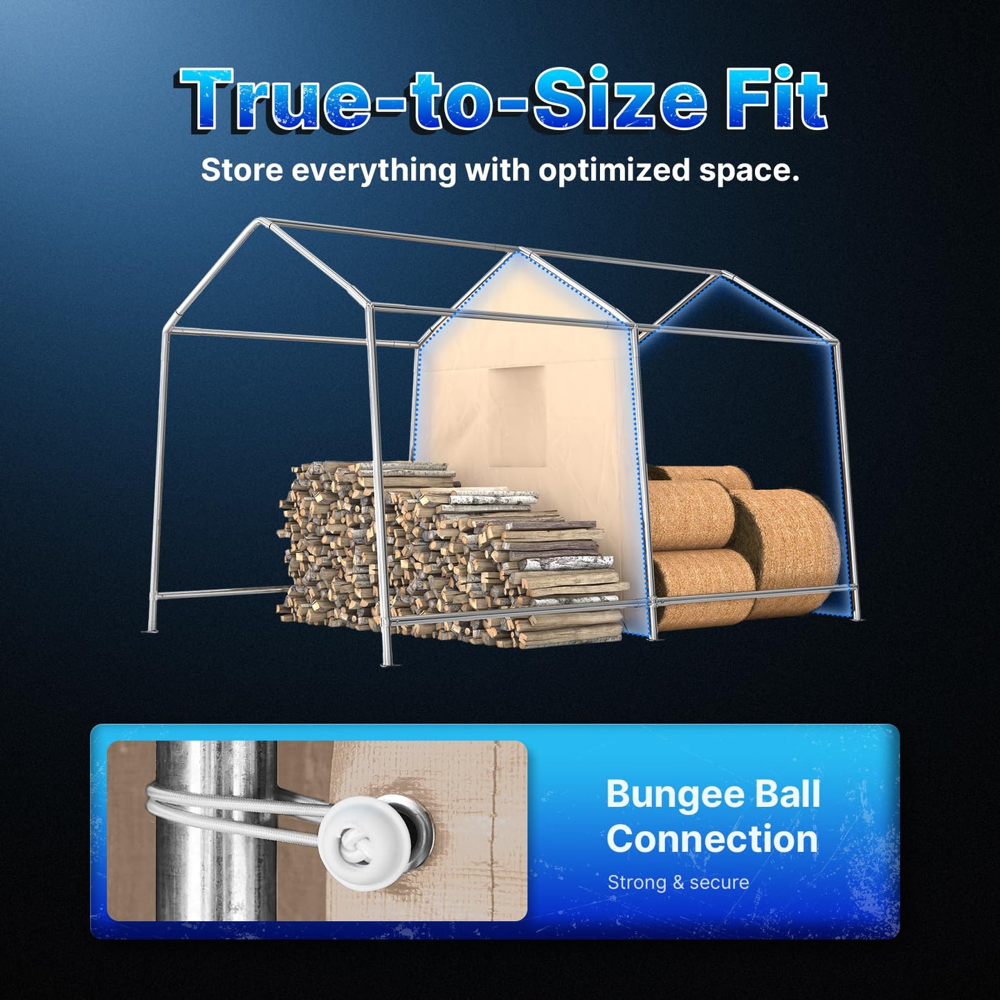 ADVANCE OUTDOOR 8x14 ft Steel Metal Peak Roof Portable Garage Shelter Storage Shed Carport for Motorcycle, Bike or Garden Tools with 2 Roll up Doors & Vents, Beige