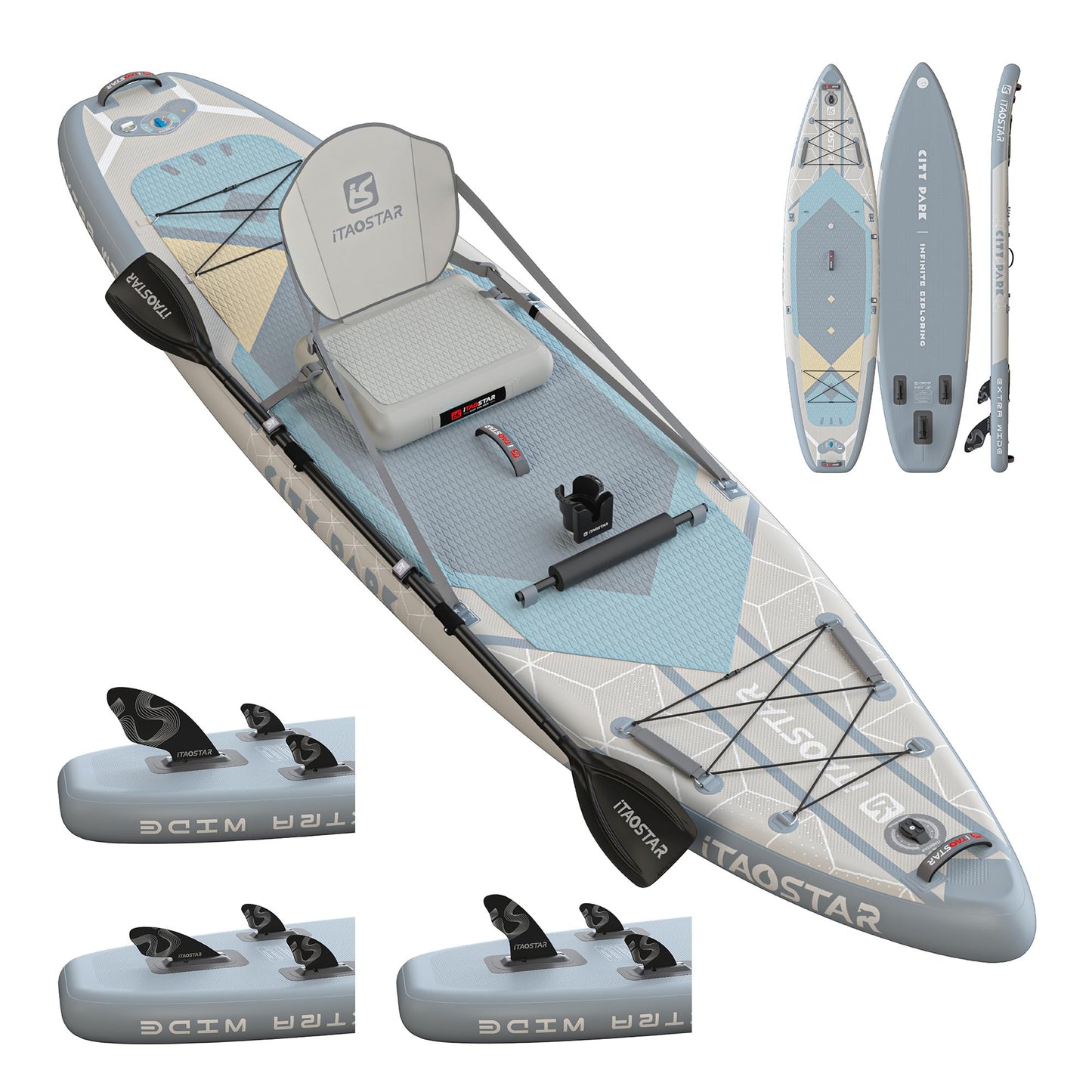 iTAOSTAR C03CP 35" Super Wide Paddle Board, More Fun Inflatable Paddle Board with 5 Fins，12 Foot Stand Up Paddle Board with Premium SUP Accessories for Youth of All Skill Levels