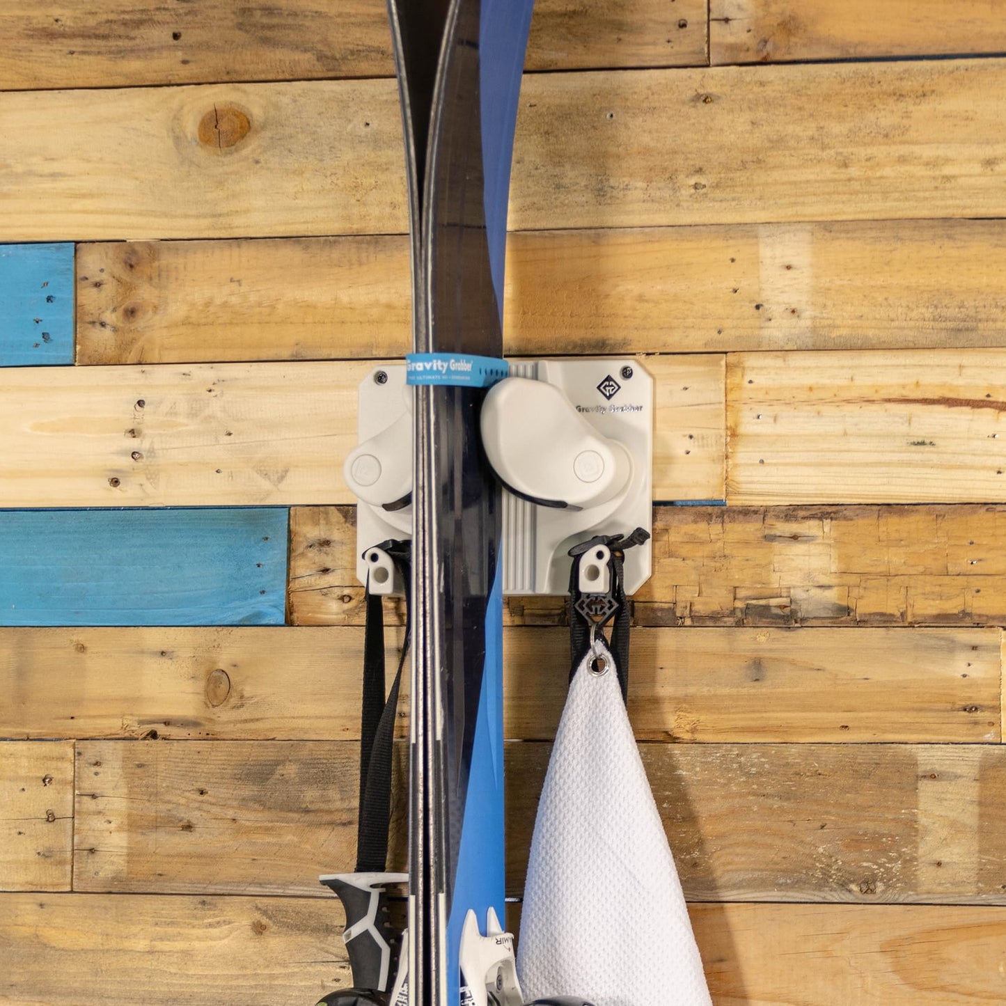 Gravity Grabber, The OG - Ski & Snowboard Wall Mount, Indoor Garage & Home Storage Organizer, Damage-Free Grip, Holds Skis/Boards/Poles/More, Space-Saving Premium Gear Rack, (White 6-Pack)