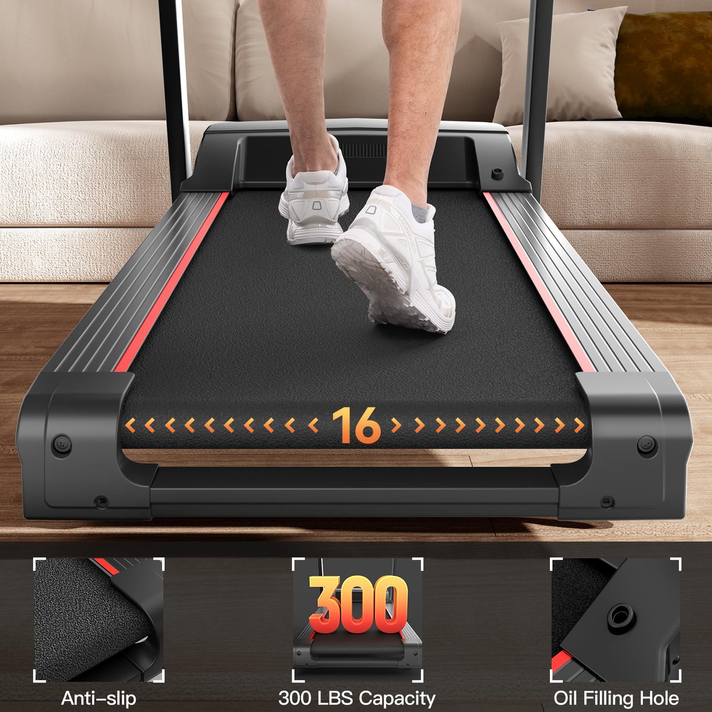 UMAY Foldable Treadmill with Auto Incline, Quiet Treadmills for Home, 12 Preset Programs, 3.0 HP, 9 MPH, 300lbs Capacity