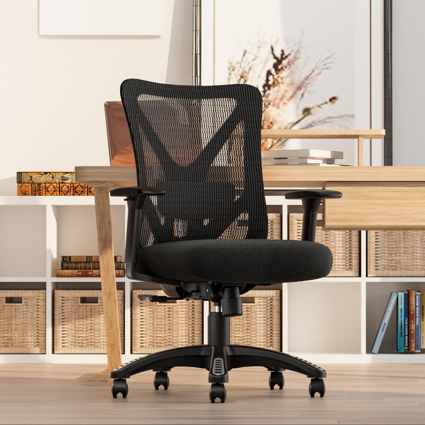 MOLENTS Ergonomic Office Chair, Mesh Computer Desk Chairs with Adjustable Lumbar Support, 3D Armrests, Tilt Function, Comfy Wide Seat, Executive Work Task Chair for Company and Home (Sponge Cushion)