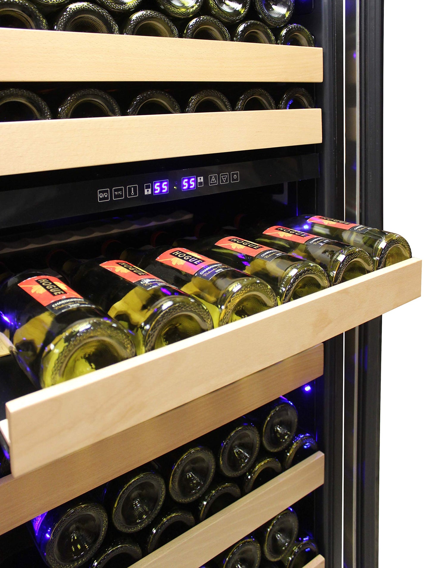 Vinotemp 215 Bottle Wine Cooler Refrigerator, Built-in or Freestanding Wine Fridge with Digital Temperature Control, Glass Door and Safety Lock, Right Hinge, 215 Bottle, Black