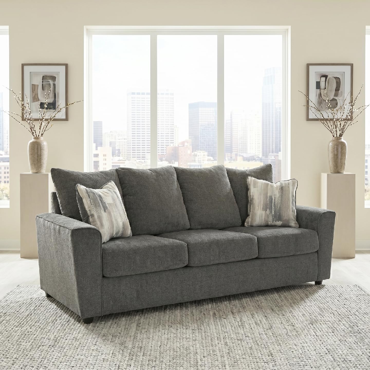 Signature Design by Ashley Stairatt Casual Sofa with Flared Arms, Gray