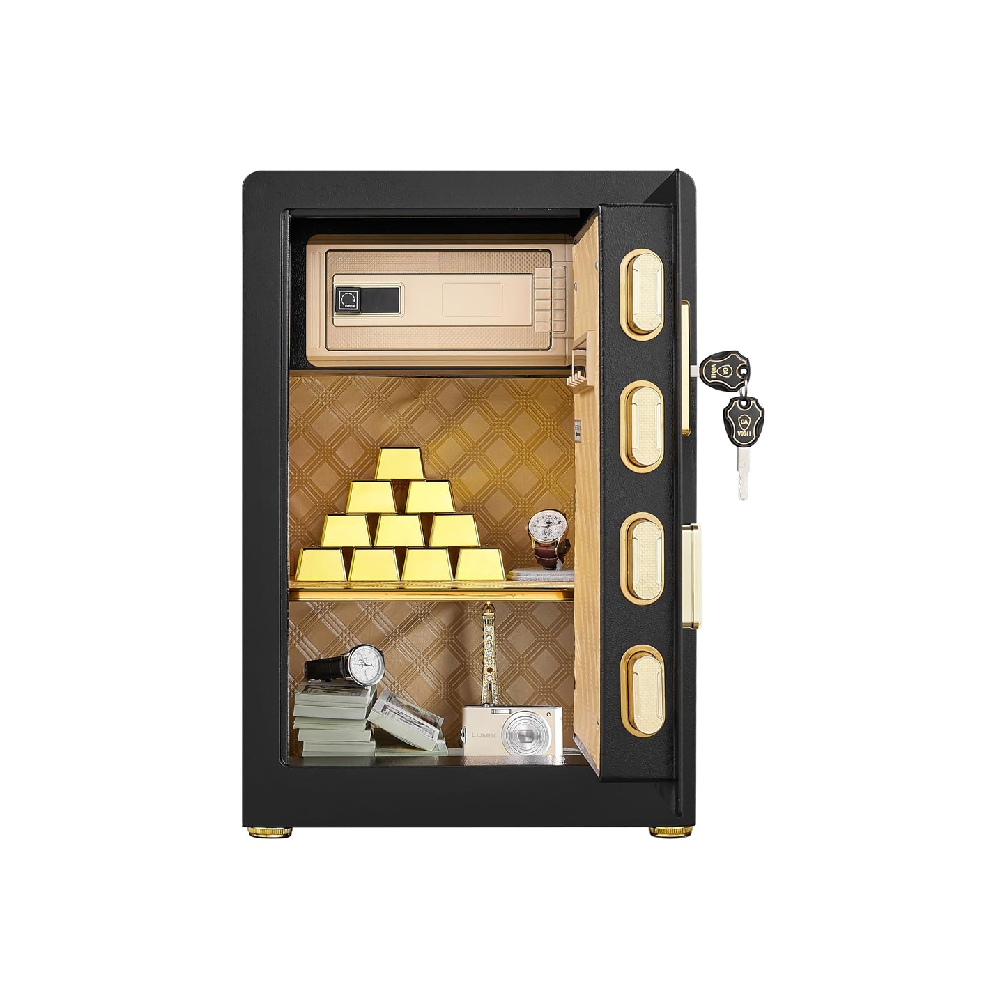 ZIEGIAN 3.5 Cu. Ft. Large Steel Security Safe with Digital Keypad Lock, Removable Shelf & LED Light, 15.75"W x 14.17"D x 27.16"H - Fireproof Safe Box for Cash, Jewelry, Documents & Valuables (Black)