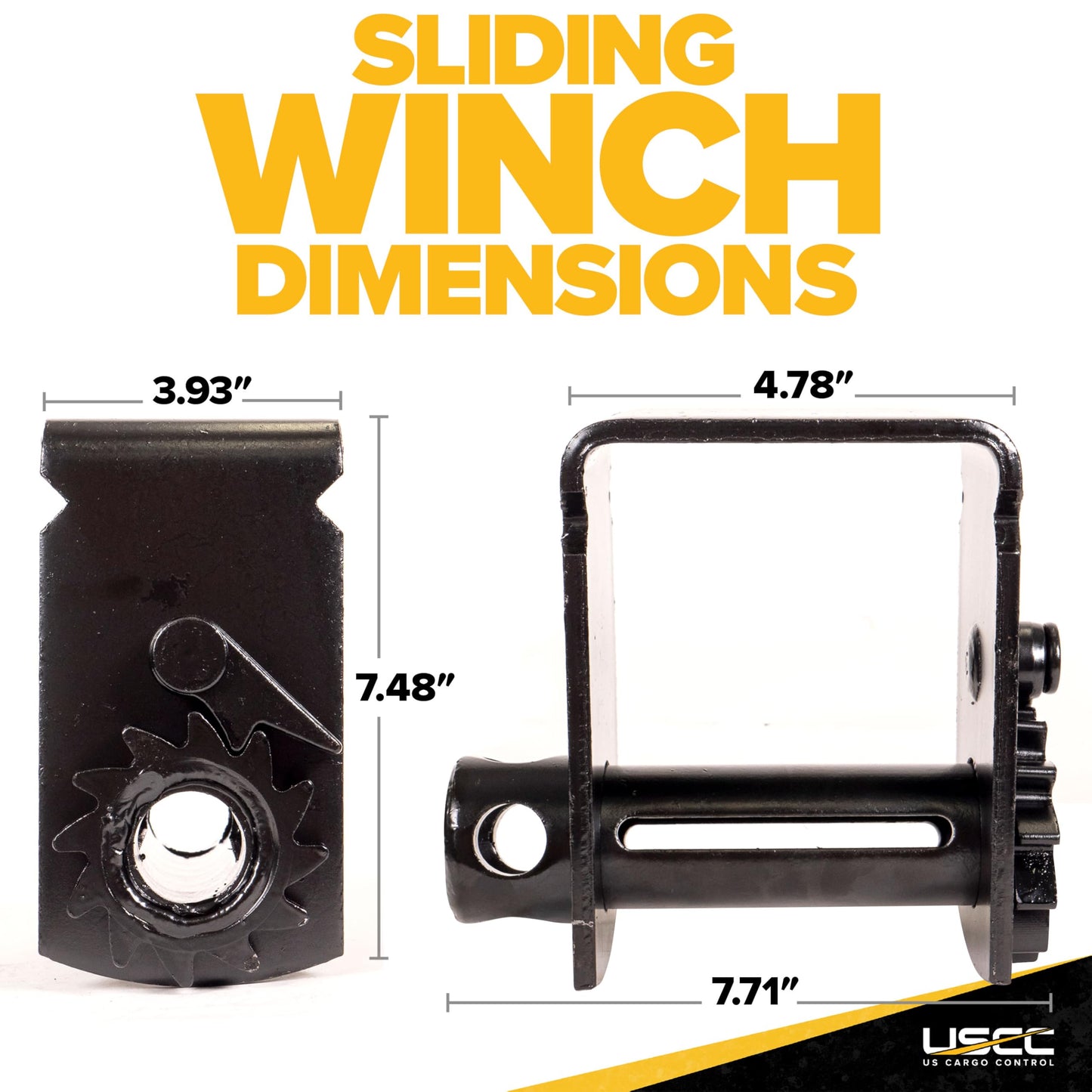 US Cargo Control Storable Sliding Winch for Flatbed Trailer (5-Pack), 4 Inch Holds 50 Feet of Webbing, Tie-Down Fits Sliding C Track, 5,500 LBS Working Load Limit