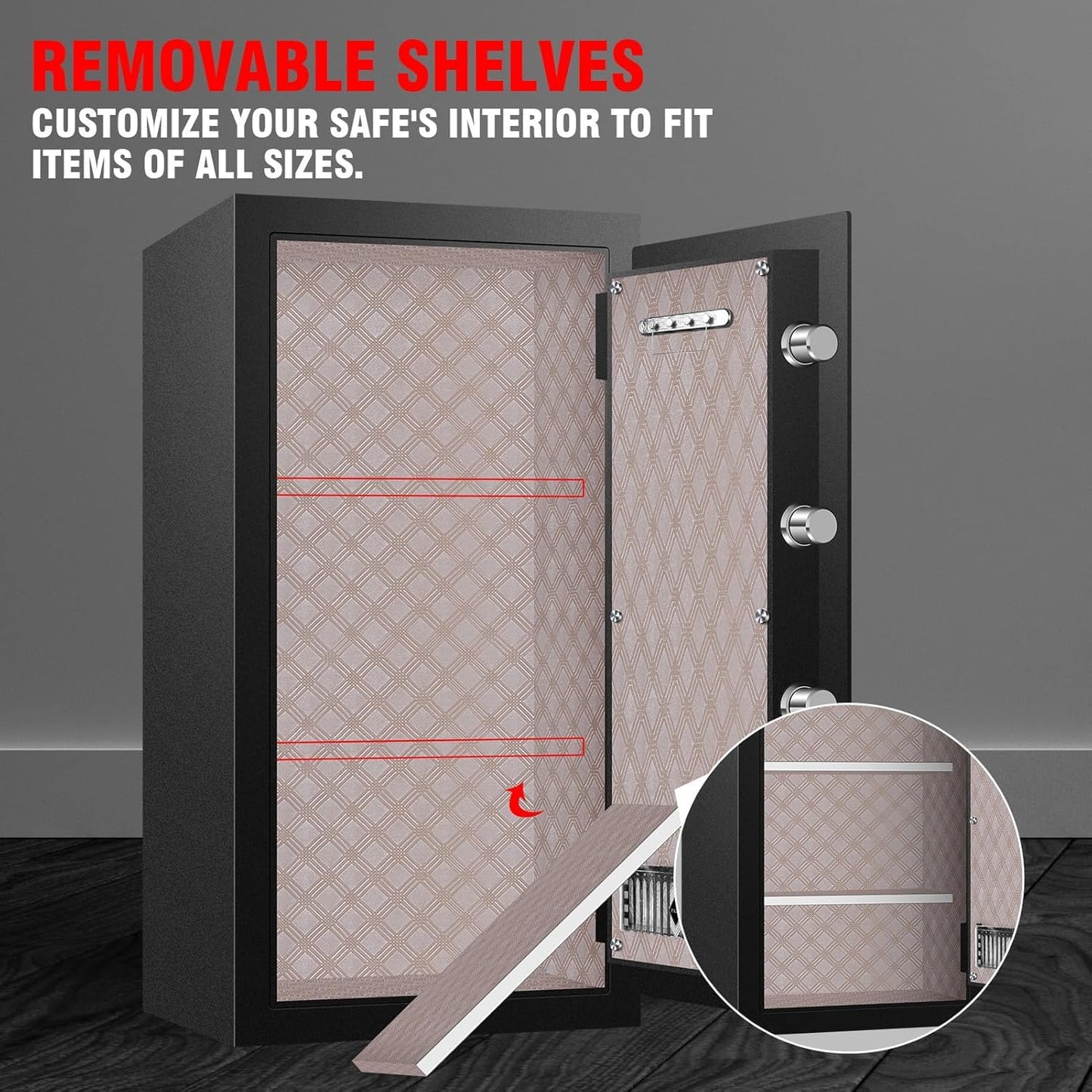 8.3 Cuft Heavy Duty Home Safe Box Fireproof Waterproof, Extra Large Fire Proof Safe for Home Documents Business Office Use, Anti-Theft Digital Safety Box with Light, Removable Shelf, Handle