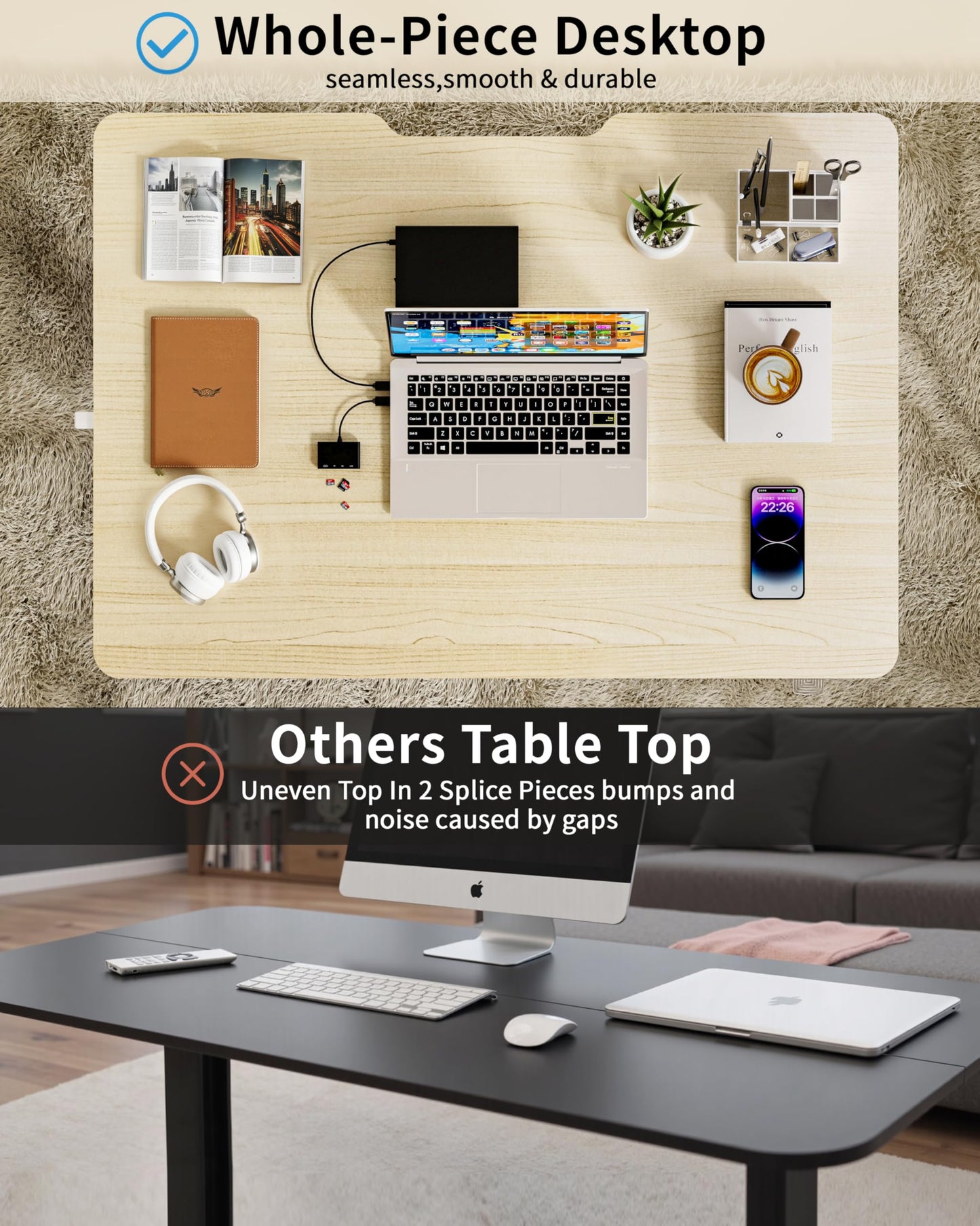 Okin Electric Standing Desk, 40 x 24 Inches Whole Piece Height Adjustable Desk, Oak Sit to Stand Desks Computer Workstation with Wheels for Home Office