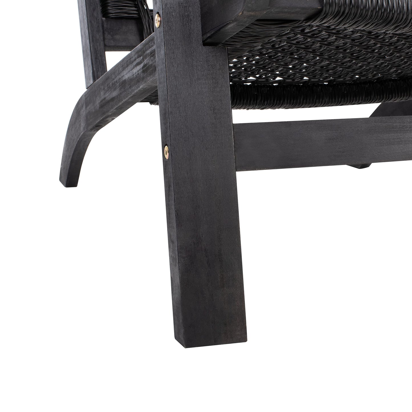 SAFAVIEH Outdoor - Chantelle Lounge Set - Black & Black - Solid Wood with Cushion - Coastal Low-Seat Design - Ideal for Patio, Deck, Porch, Backyard (PAT7076C)