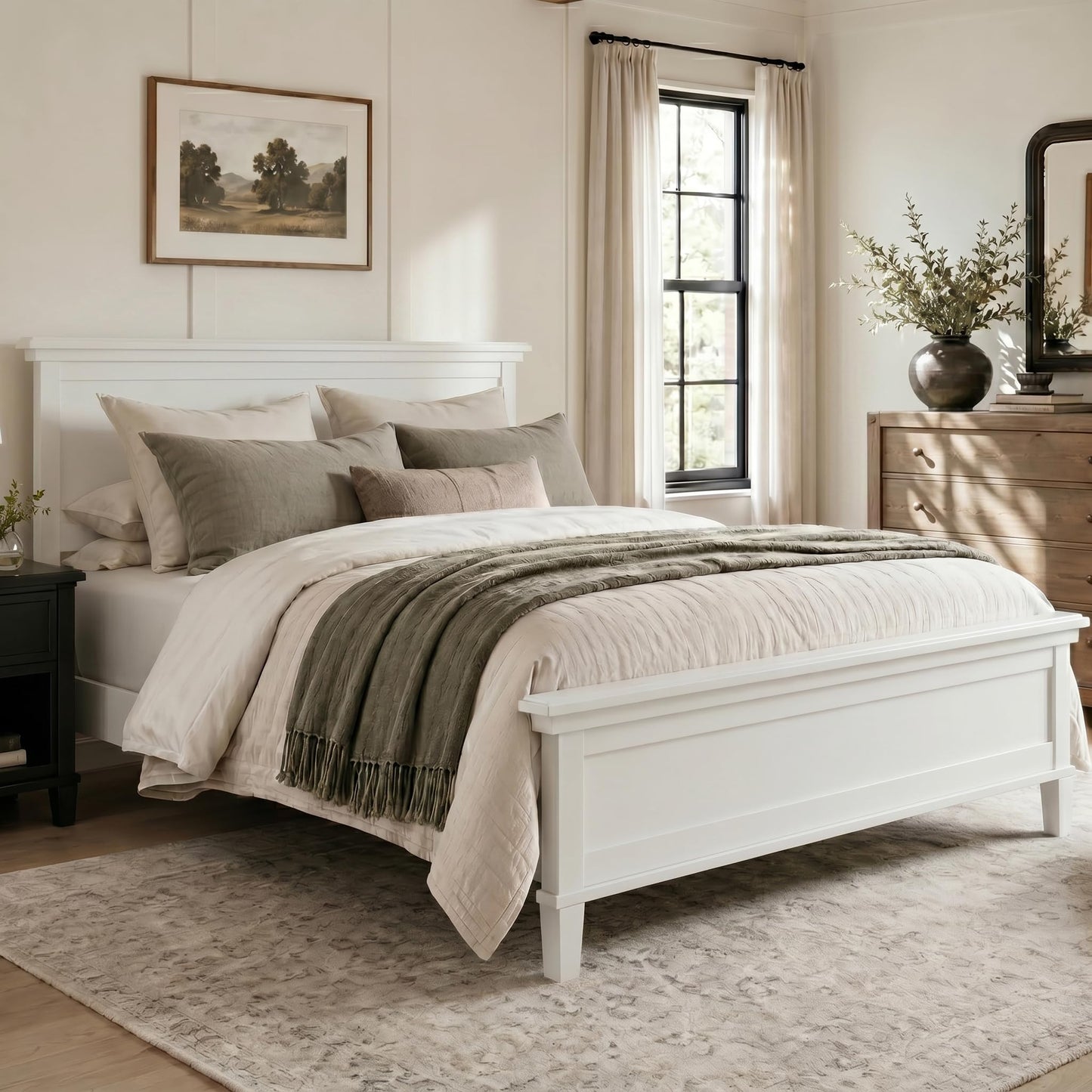 Merax Full Size Platform Bed Frame with Headboard, Solid Wood Bed Frame, Mid-Century Modern Farmhouse Bed with Wood Slat Support, No Box Spring Needed, Under-Bed Storage