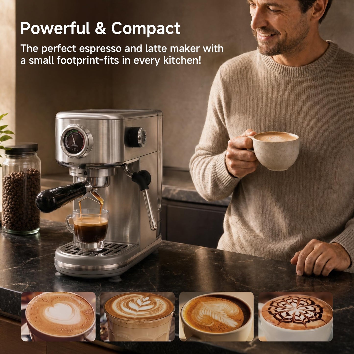 HIBREW H10B Programmable Espresso Machine with LED Display & Pressure Gauge