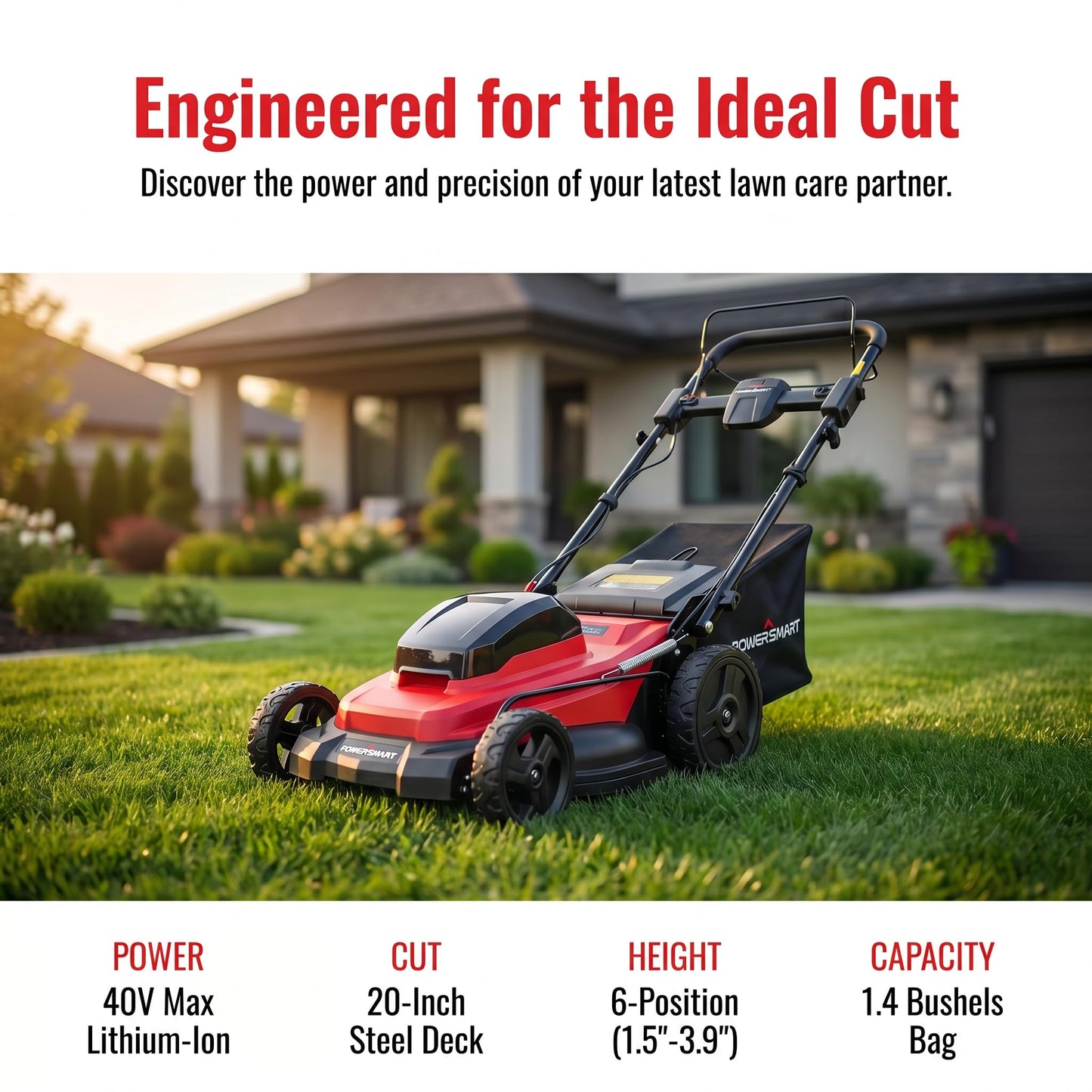 20" Self Propelled Cordless Lawn Mower,40V 2x4.0 Ah Battery Lawn Mower with Dual Battery Slots & Steel Deck, 3-in-1 Walk-Behind Mower (Bagging/Mulching), Space Saving Foldable
