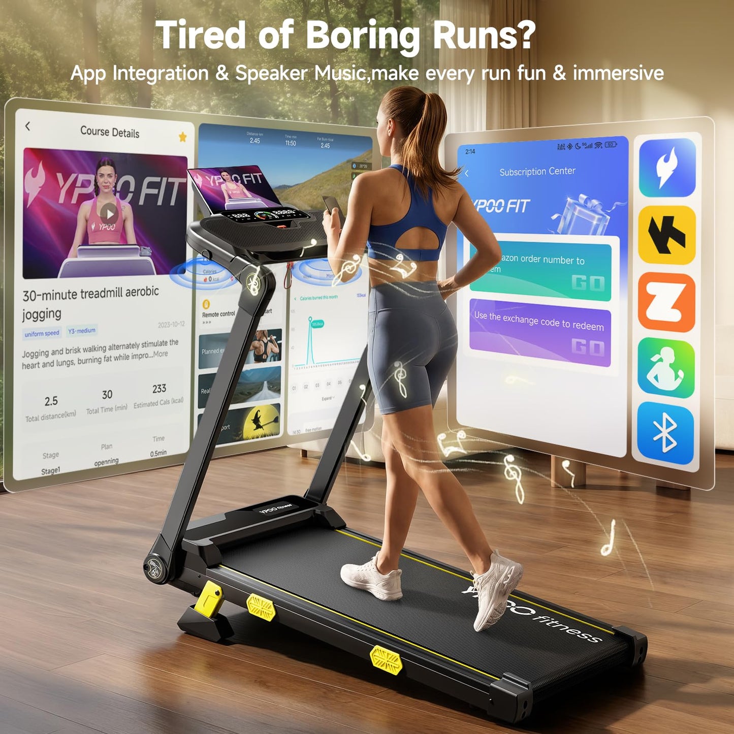 YPOO T7 Walking Pad Treadmill with Desk and Incline, 0.6-7.5 MPH Portable Treadmill, 4 in 1 Foldable Treadmill for Home Office, 350 LBS, 3.5HP, APP and Remote Control, Dark Black