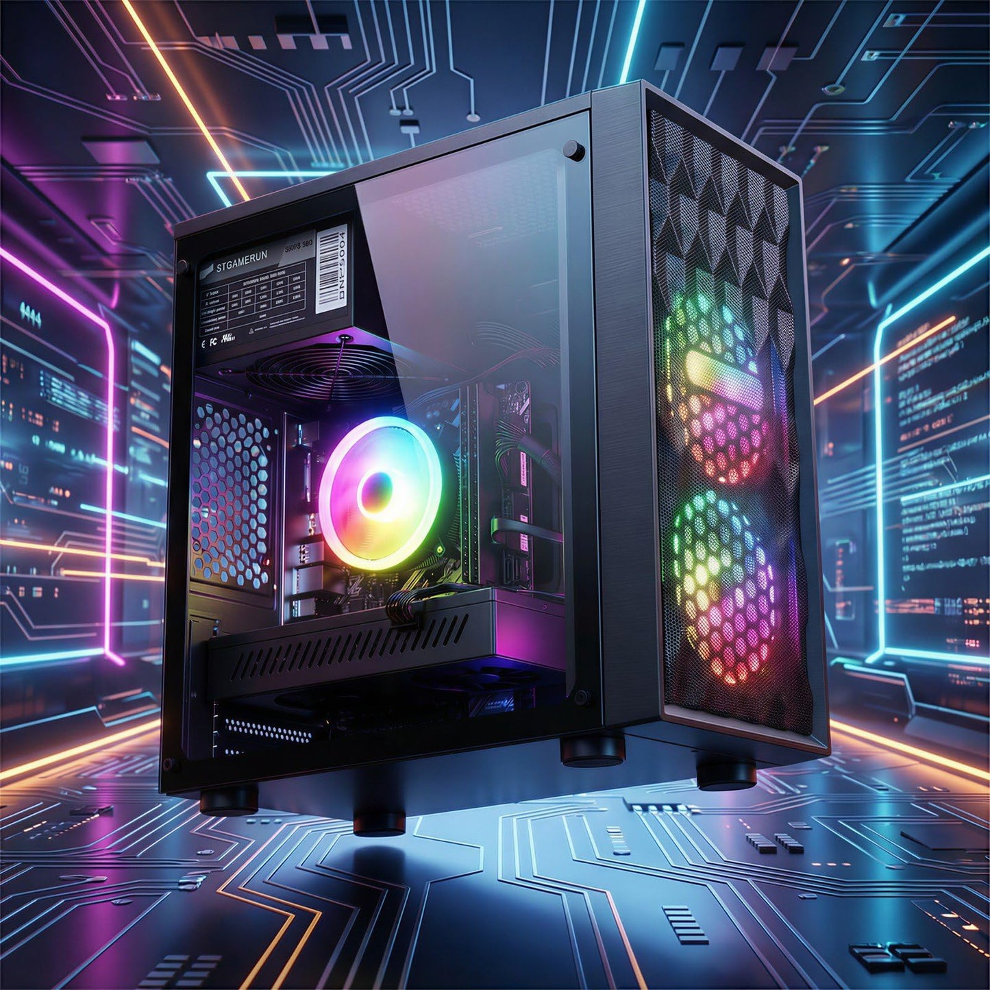 STGAubron Gaming PC Computer Desktop, Radeon RX 560 4G, Intel Core I7 8th up to 4.1GHz, 16G DDR4, 512G SSD, WiFi 6 & BT 5.2, RGB Fan x2, Windows 11 Home