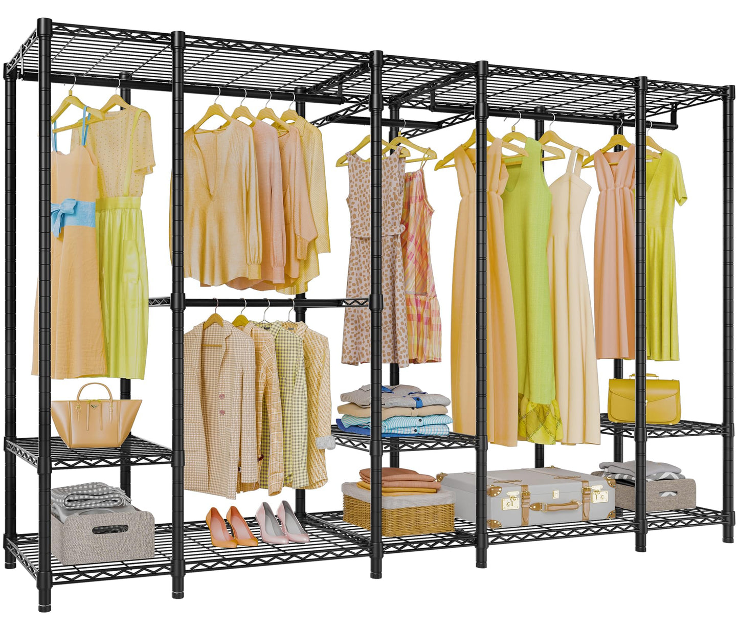 VIPEK V50 Heavy Duty Clothes Rack, Extra Large Freestanding Garment Rack with Adjustable Shelves, Open Closet Storage System for Bedroom, Reach-in/Walk-in Closet, 1300 lbs Capacity, Black