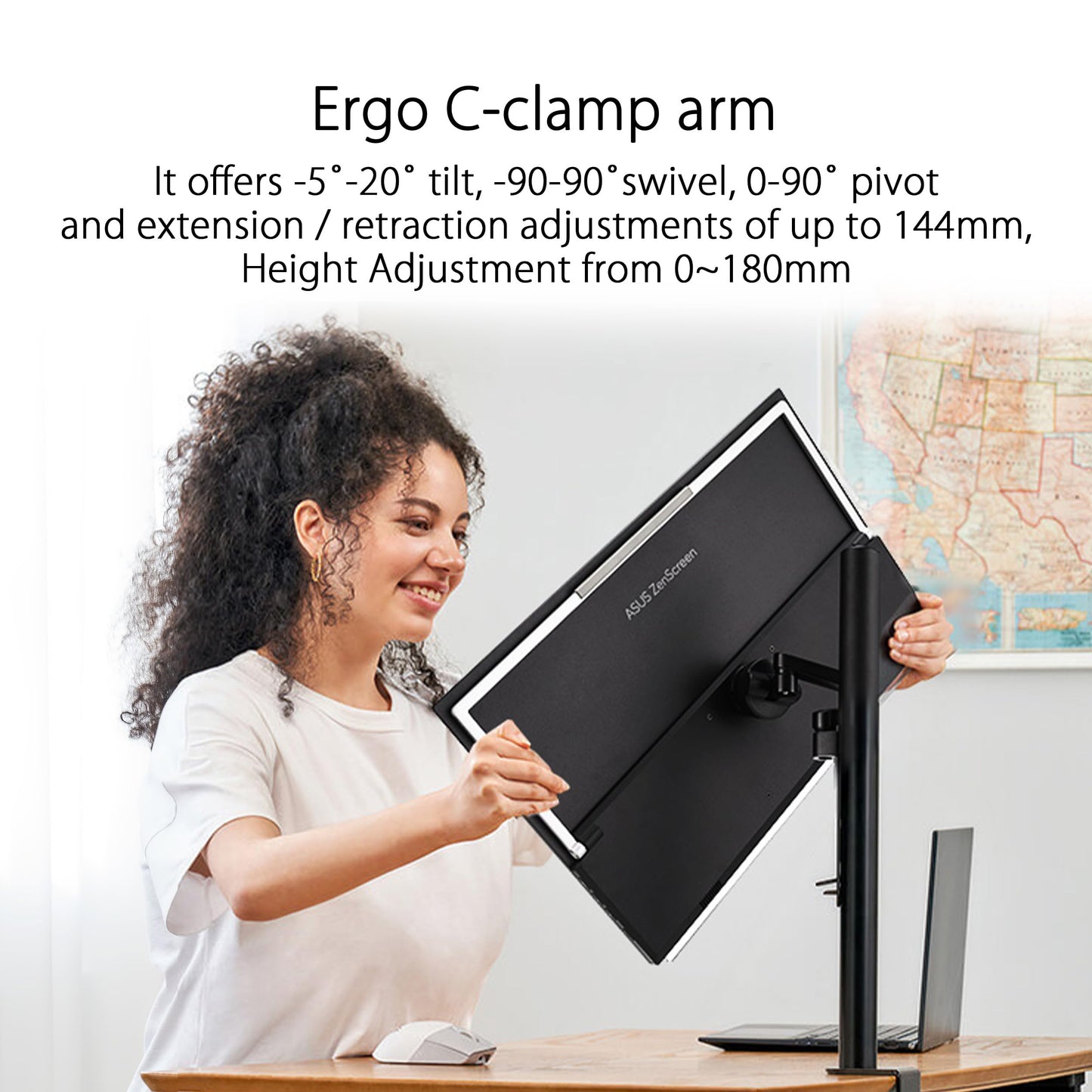 ASUS ZenScreen 22” (21.5 viewable) 1080P Portable Monitor (MB229CF) – Full HD, IPS, 100Hz, USB-C PD 60W, Speakers, Carrying Handle, Kickstand, C-clamp Arm, Partition Hook, Subwoofer, 3 yr Warranty