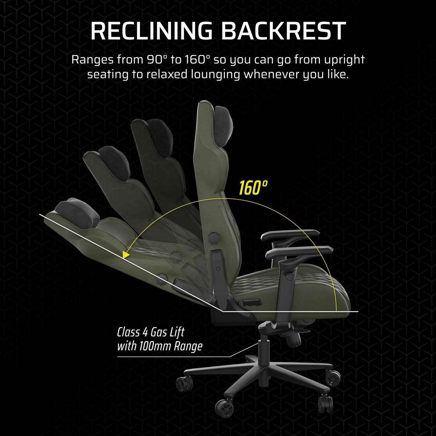 Corsair TC500 Luxe Gaming Chair – Premium Breathable Fabric – Wide Seat – Five-Way Adjustable Armrests – Adjustable Built-in Lumbar Support – 90-135 Degree Recline – Sherwood