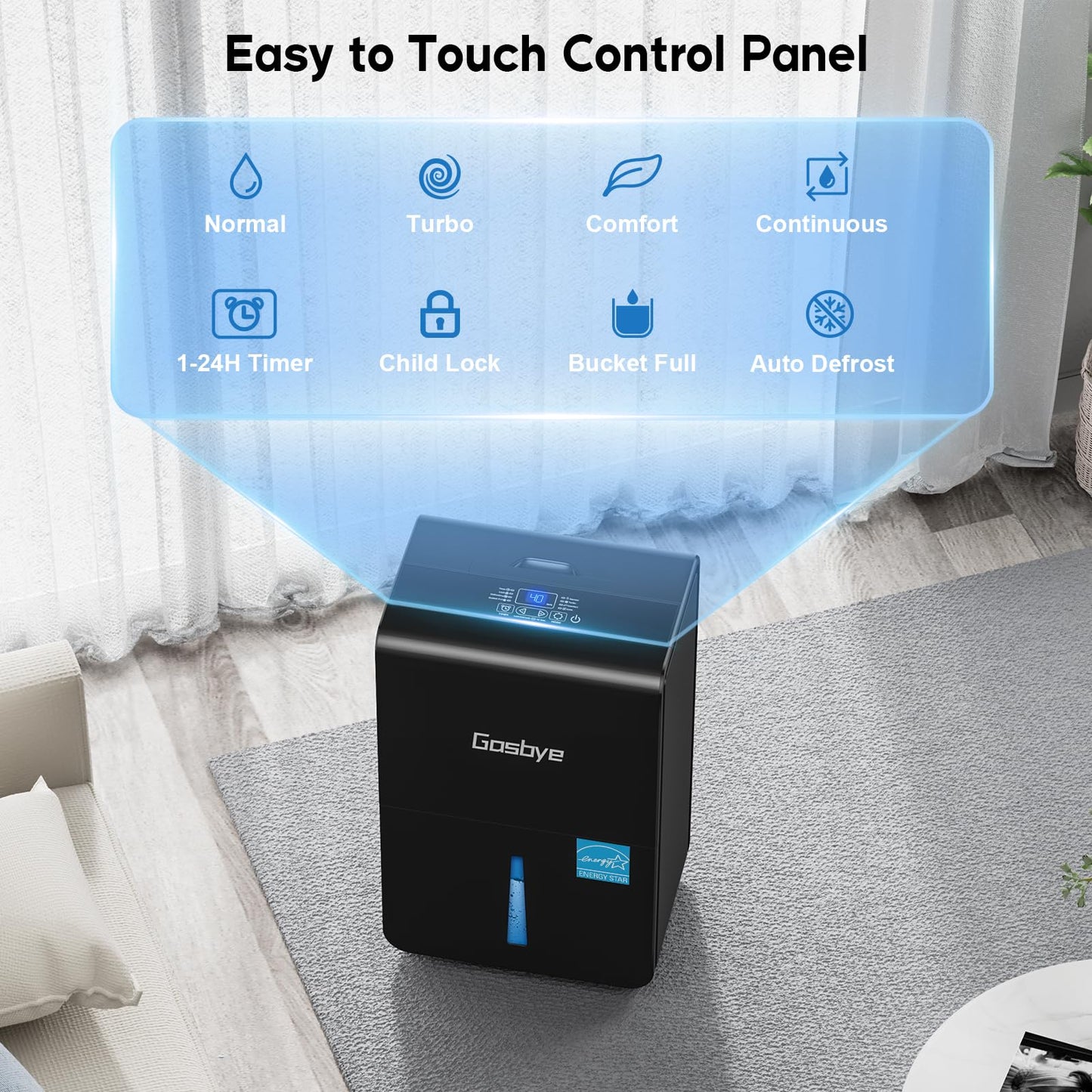 Gasbye 4500 Sq.Ft. 2026 Energy Star Dehumidifier for Basement & Large Rooms with Drain Hose, Max 115 Pints/Day | 45dB Quiet Compressor | 1.7 Gal Water Tank | Auto Shut-Off & Restart, Black