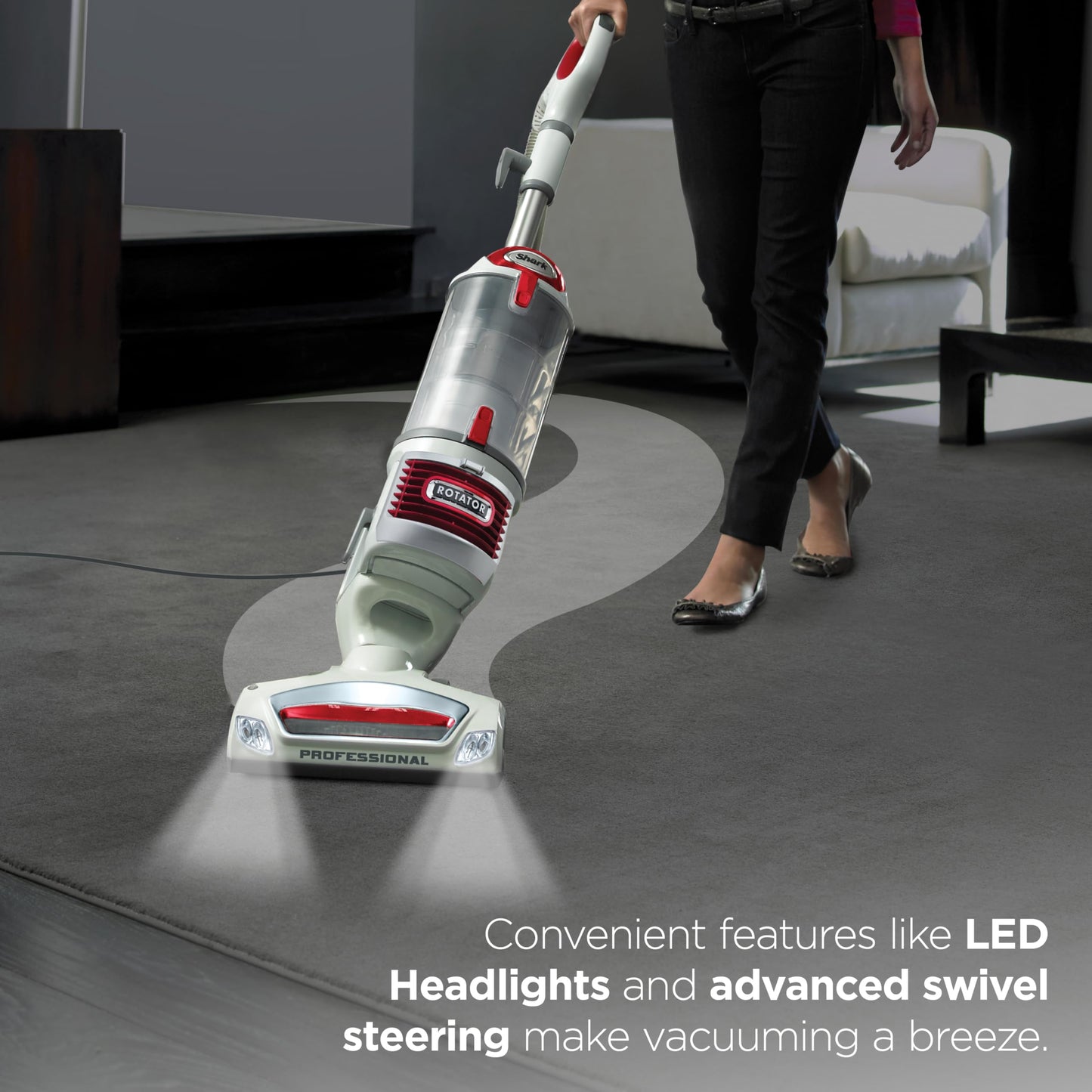 Shark Upright Vacuum Cleaner | Rotator Lift-Away | Pet Hair, Carpet & Hard Floor Cleaning | Dusting Brush, Upholstery & Crevice Tools | HEPA Filter | Swivel Steering | Headlights | White/Red | NV501