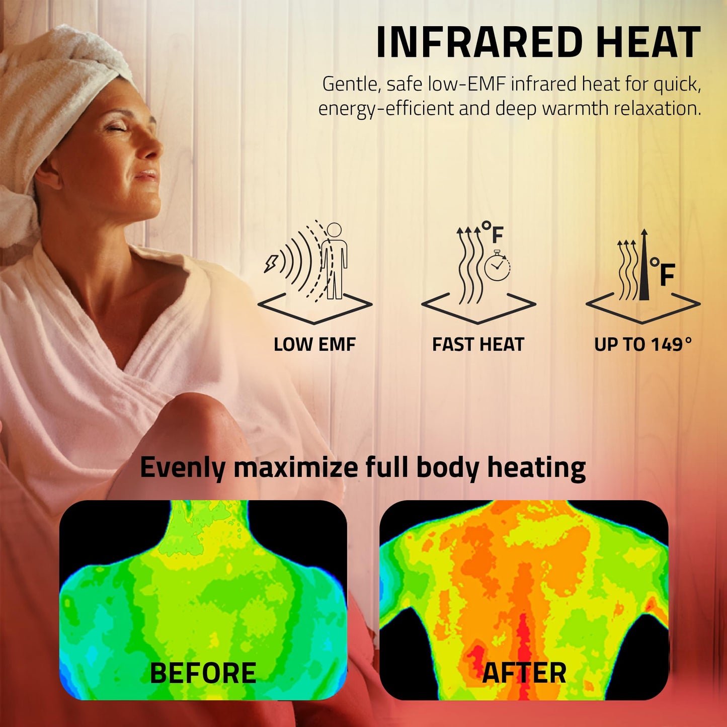 SaunaSpa Indoor 2-Person Infrared Cabin Sauna | Canadian Hemlock Wood Sauna with Low EMF Infrared Heating Panels, Tempered Glass Door, Chromotherapy Lighting, and Touch Control Panel with Bluetooth