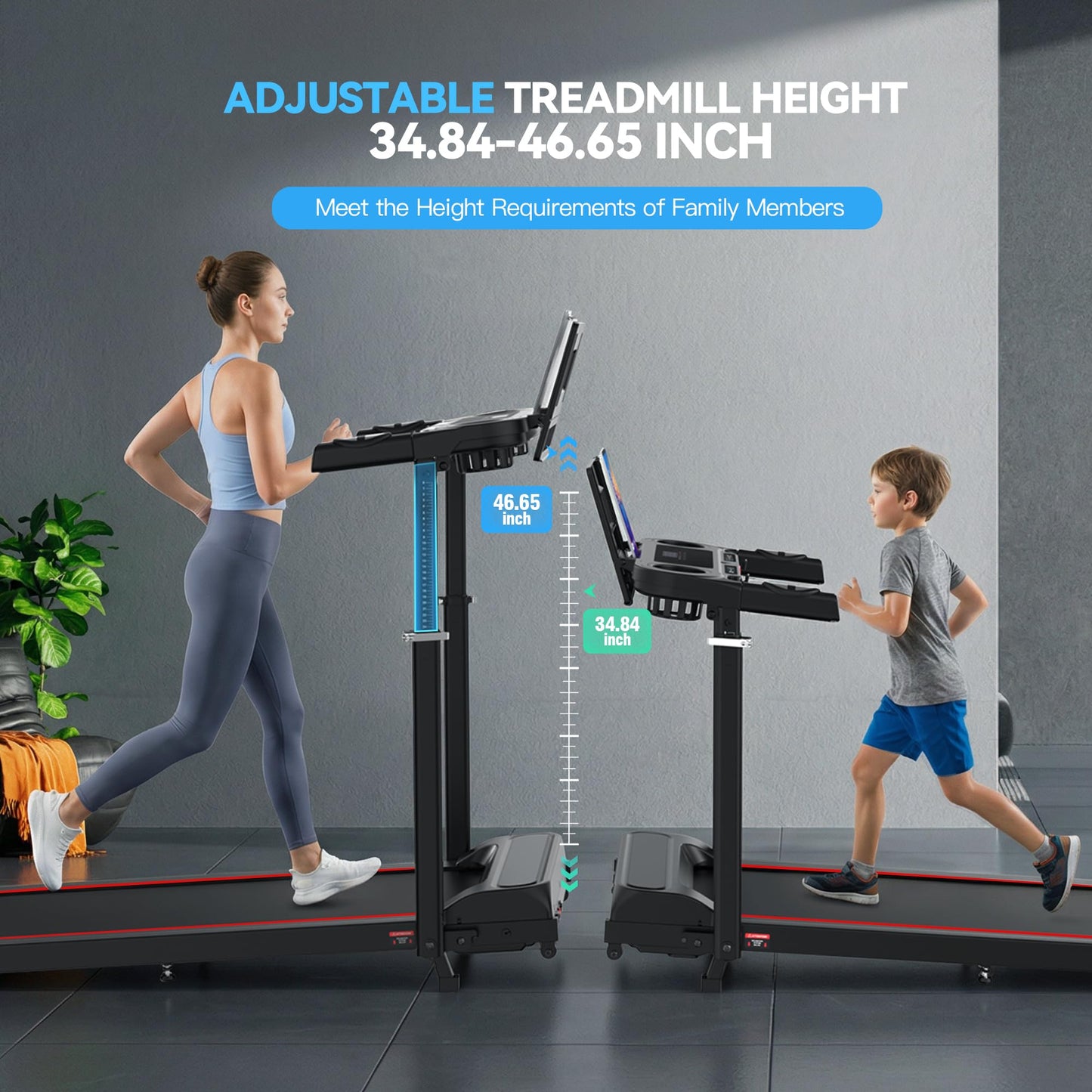 ANCHEER 15% Incline Walking Pad Treadmill with Desk Workstation & Adjustable Height, Portable Treadmills for Home 450 lbs Weight Capacity, 3.5HP Quiet Walking Pad with Desk, Installation in 4 Steps