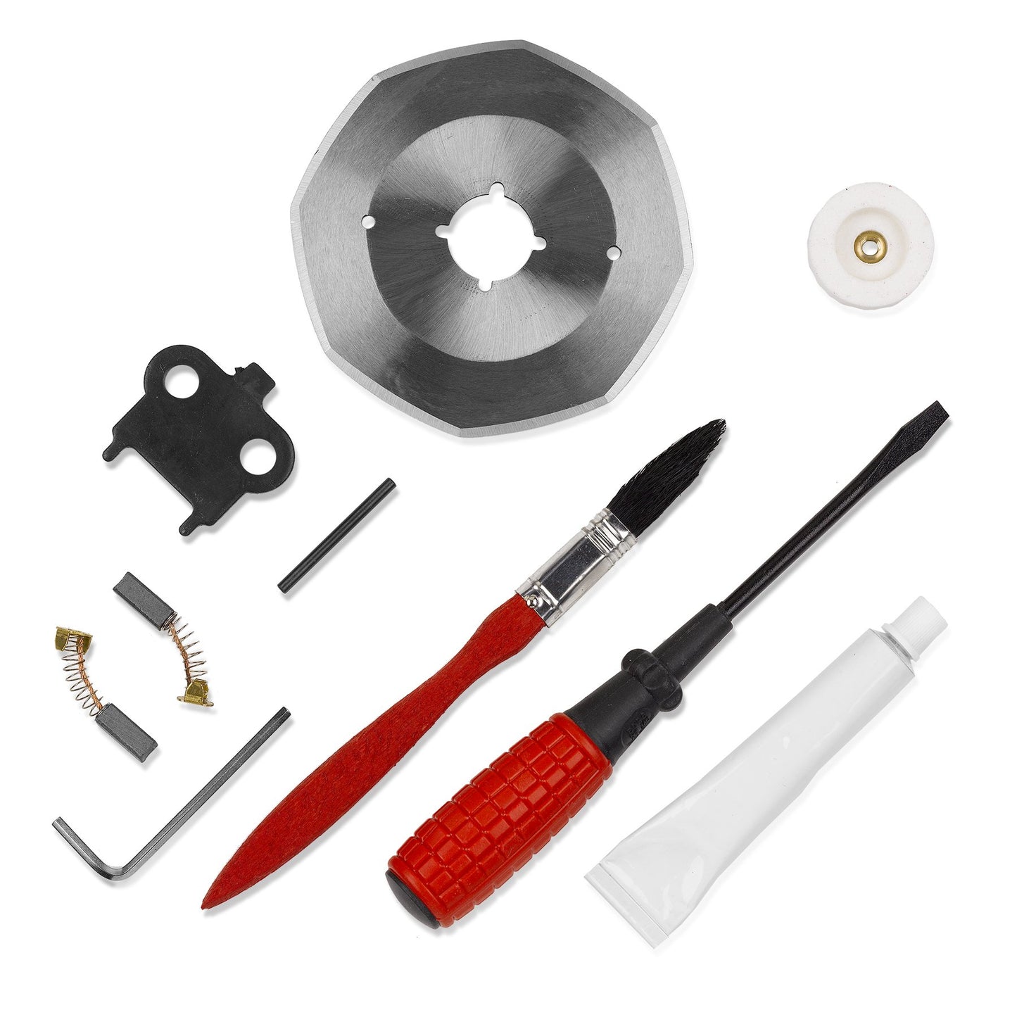 Reliable 1500FR Octagonal Knife Cloth Cutting Machine, 4-Inch High Power Light Weight Fabric Cutter, 1" cutting capacity, High-power Electric Motor, Knife Guard, Automatic Sharpener, Thin Base Plate