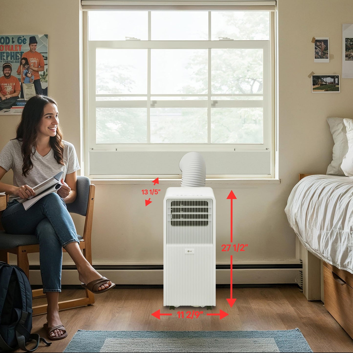 LG 8000 BTU (DOE) / (11000 ASHRAE) Portable Air Conditioner Cools 350 Sqft Easy Install, Remote Control, Washable Filter Eco-friendly AC Unit, White LP0825WFR