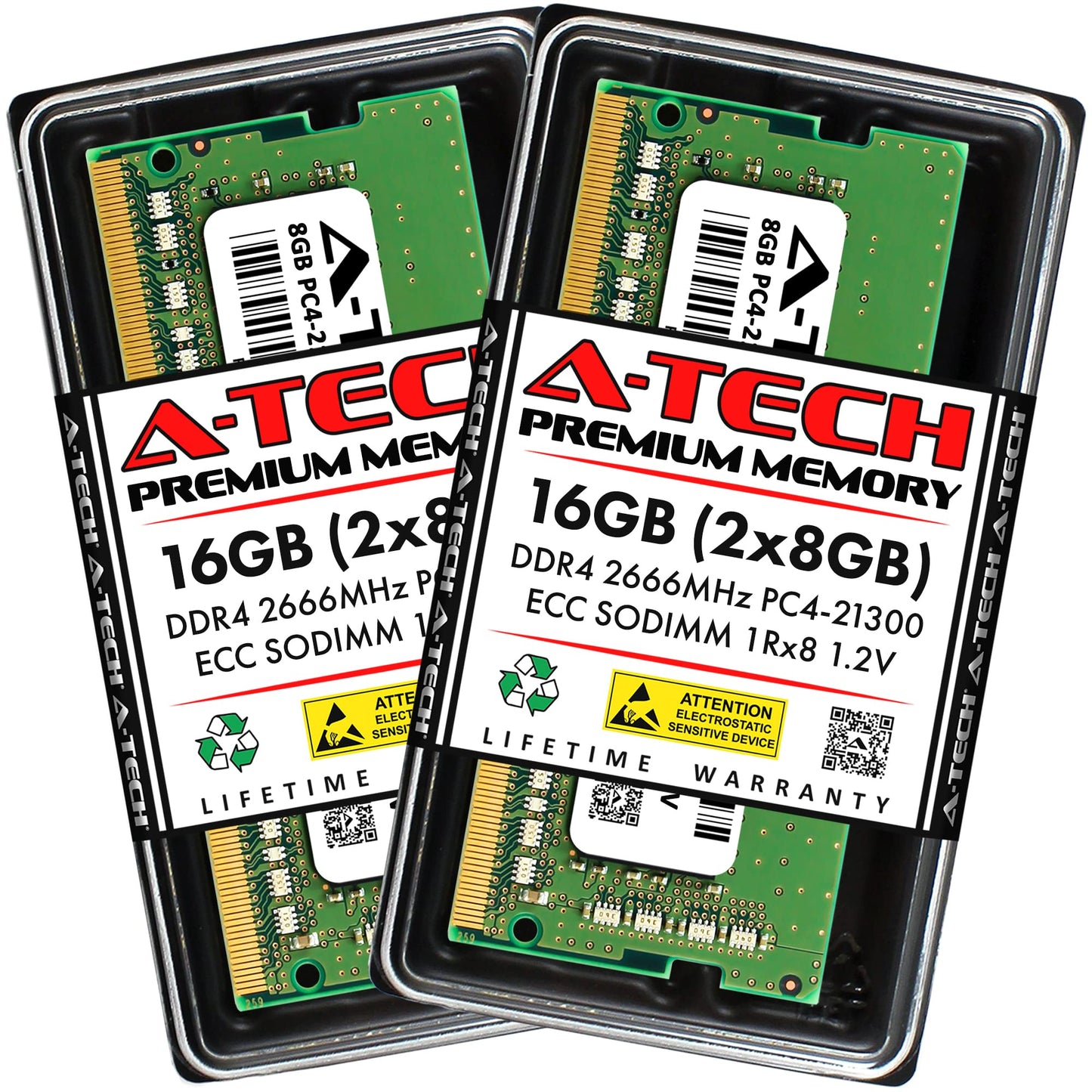 A-Tech 16GB Kit (2x8GB) RAM for Synology RackStation RS1221RP+ NAS | DDR4 2666MHz PC4-21300 ECC SODIMM 1Rx8 1.2V 260-Pin Memory Upgrade