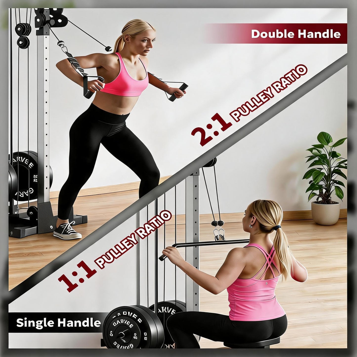 Wall Mounted Cable Machine for Home Gym, High and Low Cable Crossover Machine with 19-Position & Dual Pulley System, LAT Pulldown, Up to 400 Lb Capacity, Space-Saving (Weights Not Included)