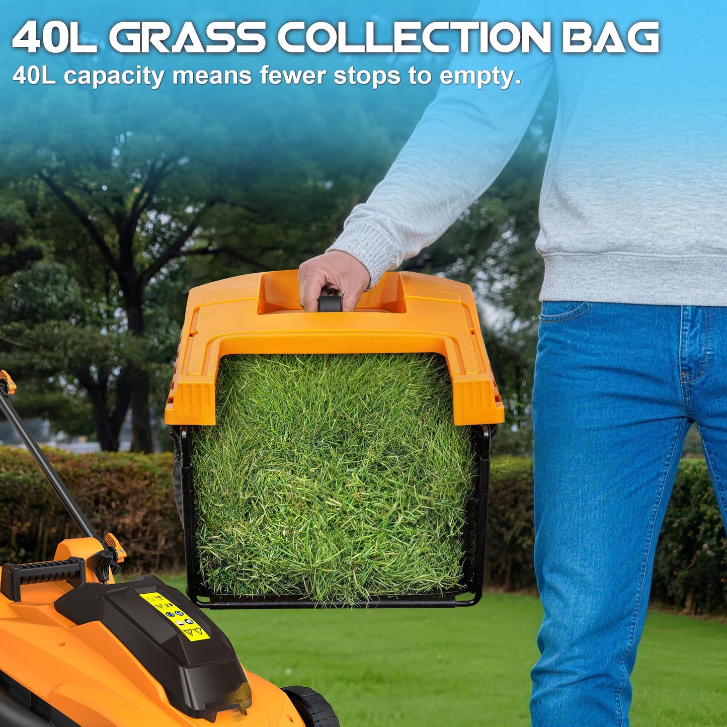 40V Cordless Lawn Mower (No Battery) Compatible with Dewalt 2 * 20VMax Battery, 18" Electric Lawn Mower with 6 Heights Adjustment, Brushless Electric Mower for Garden, Yard