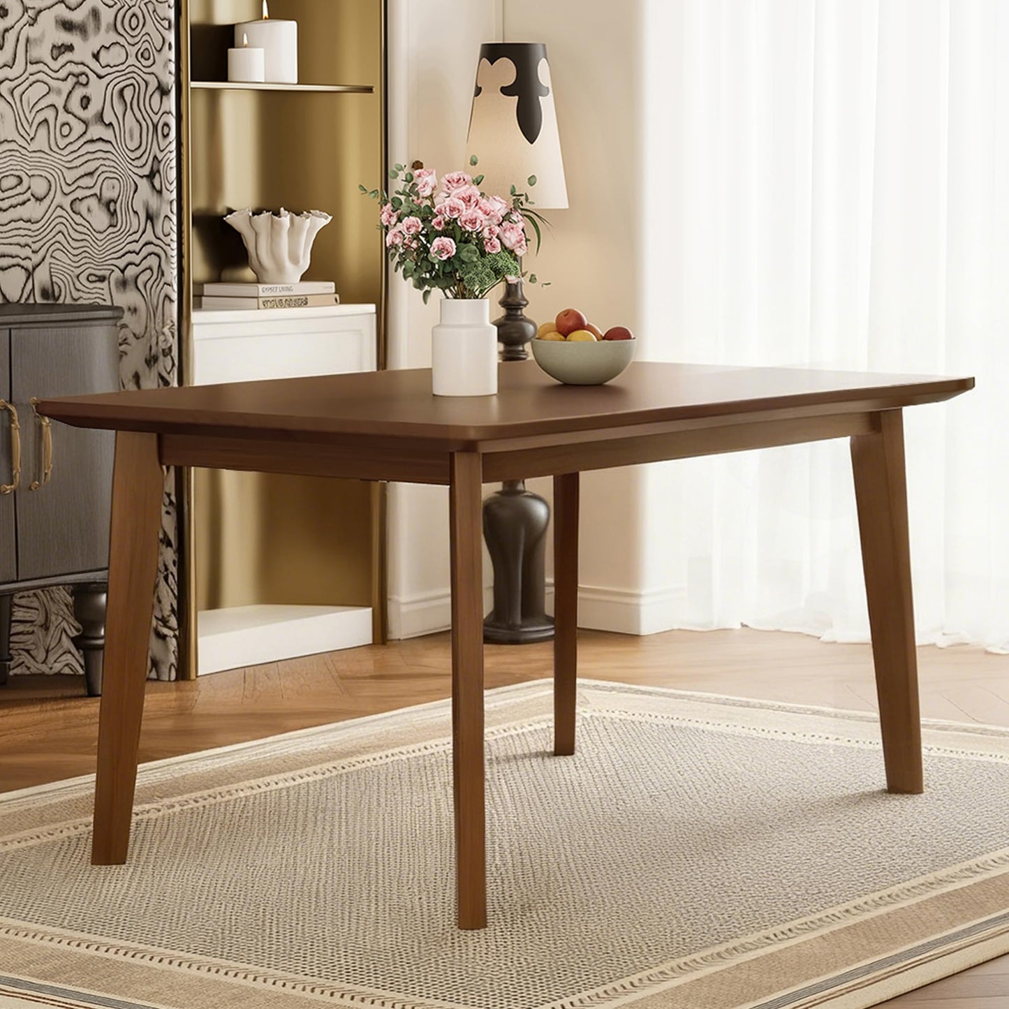 Merax Rustic Wooden Rectangular Kitchen Table, Farmhouse Dinning Table for Living Room, Kitchen, Dining Room, Small Space, Walnut