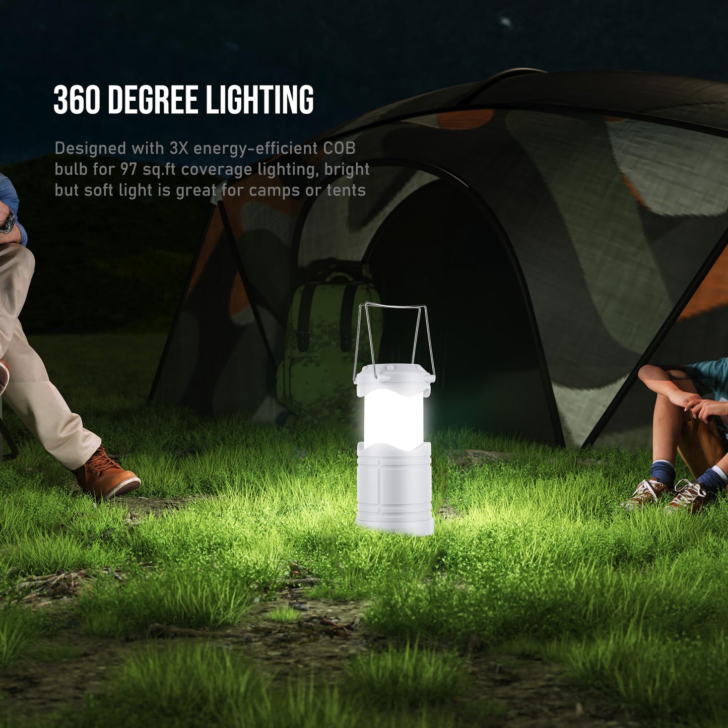 Lichamp LED Camping Lantern, 4 Pack, Portable, Battery Powered, Glow-in-the-Dark, Model CLS-B004LW