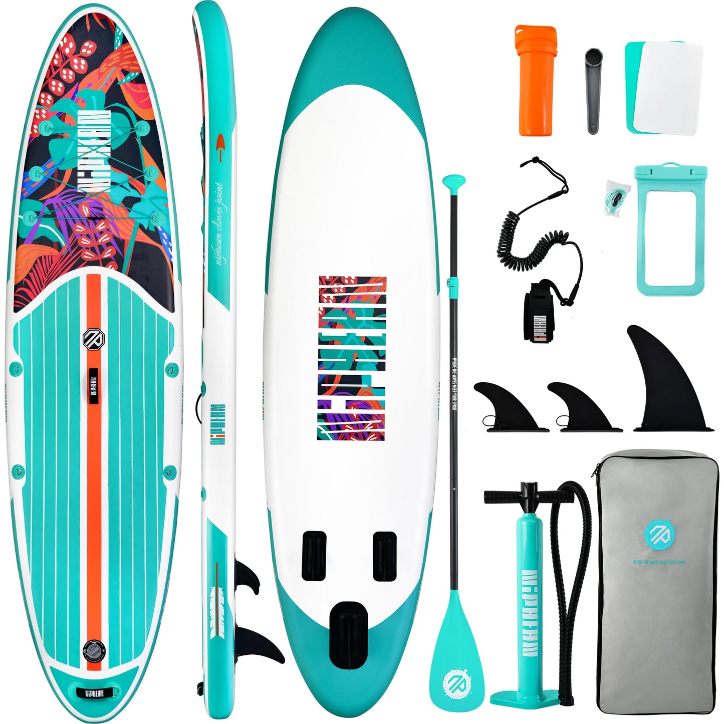 Niphean Inflatable Stand Up Paddle Board with SUP Accessories, Anti-Slip EVA Deck, 10'6'' Inflatable Paddle Boards for Adults & Youth of All Skill Levels
