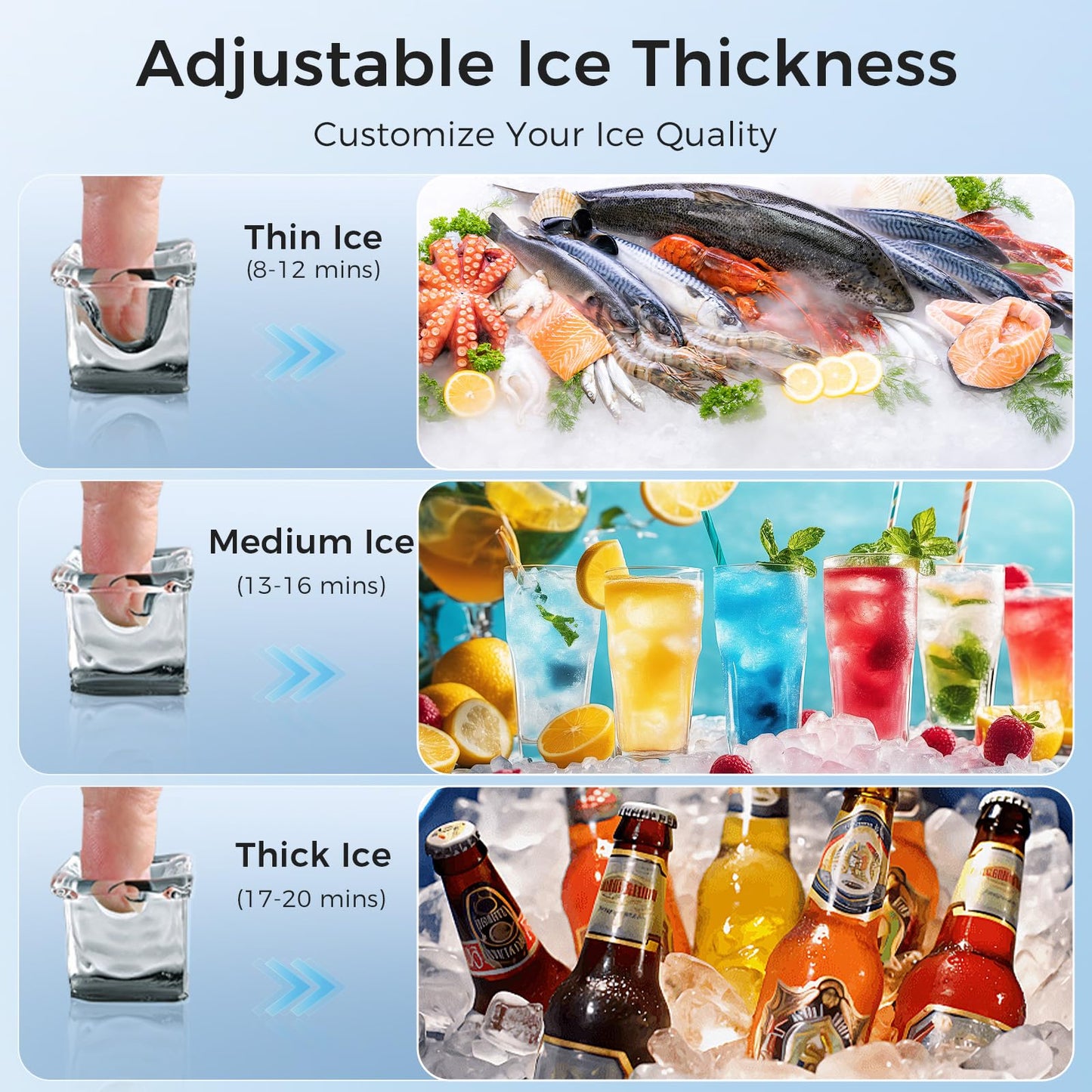 Commercial Ice Maker Machine, 100Lbs/24H Under Counter Ice Machine, 45 Clear Ice Cubes in 10–15 Mins, 33Lbs Storage Bin, Self-Cleaning Stainless Steel Ice Maker for Bar Restaurant Home Kitchen