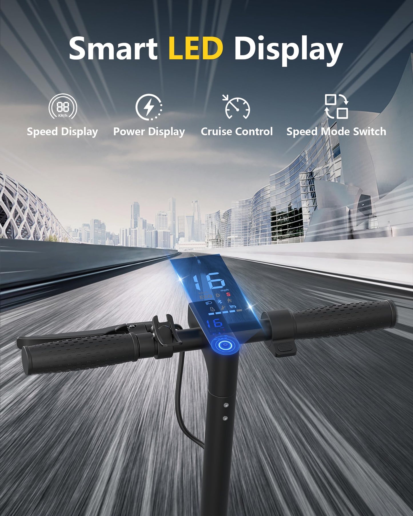 Maxshot Electric Scooter, 8.5" /10" /14" Tire, 16/19/22 Mph Top Speed, 12/16/21/27/28/49/50 Miles Long Range, Folding Escooter for Adults and Kids with Seat Bag, Dual Braking, Dual Suspension, App