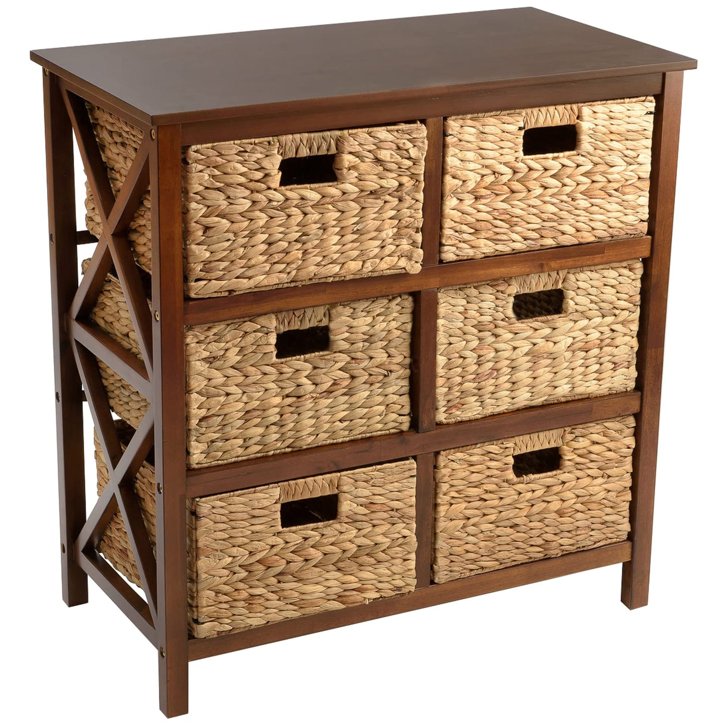 eHemco 3 Tier X-Side End Storage Cabinet, Walnut
