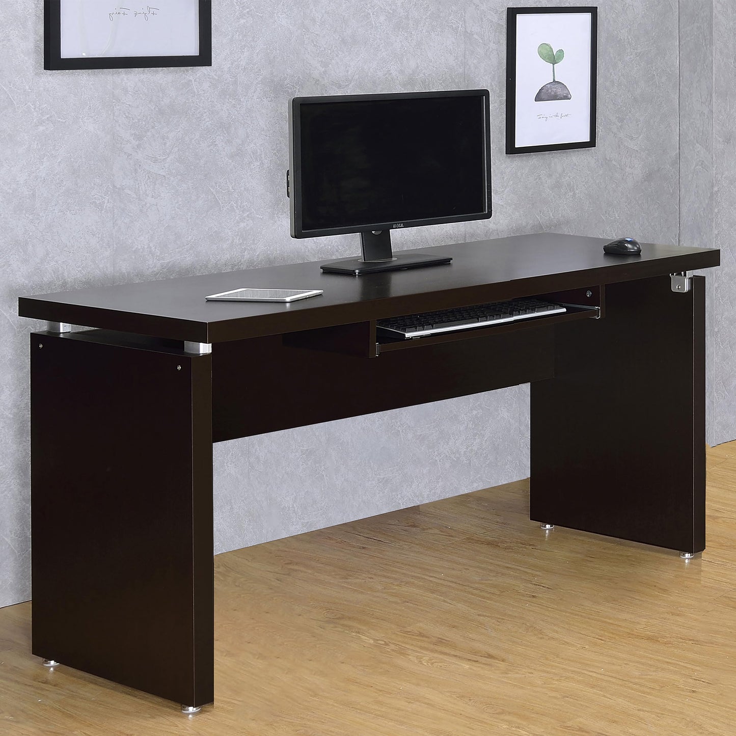 Coaster Home Furnishings - Skylar - Engineered Wood - 55-Inch L-Shape Computer Desk with Slide-Out Keyboard Tray, Mobile File Cabinet, and Metal Extension Glides - Home Office - Cappuccino - 800891