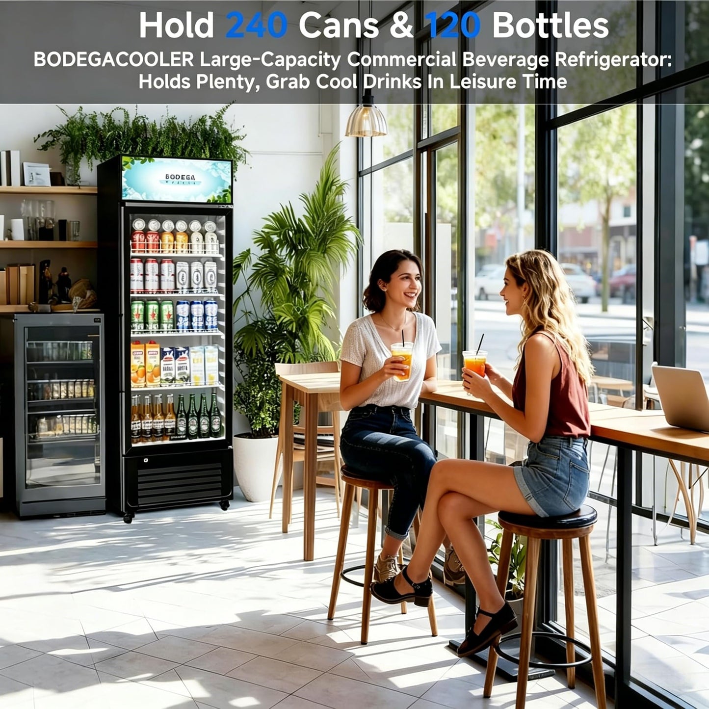 BODEGACOOLER Beverage Refrigerator and Cooler, 10.0 Cu.Ft. Commercial Refrigerator For Home & Kitchen, Office and Garage, Display Refrigerator with Adjustable Shelves and LED Light For Beer, Soda.