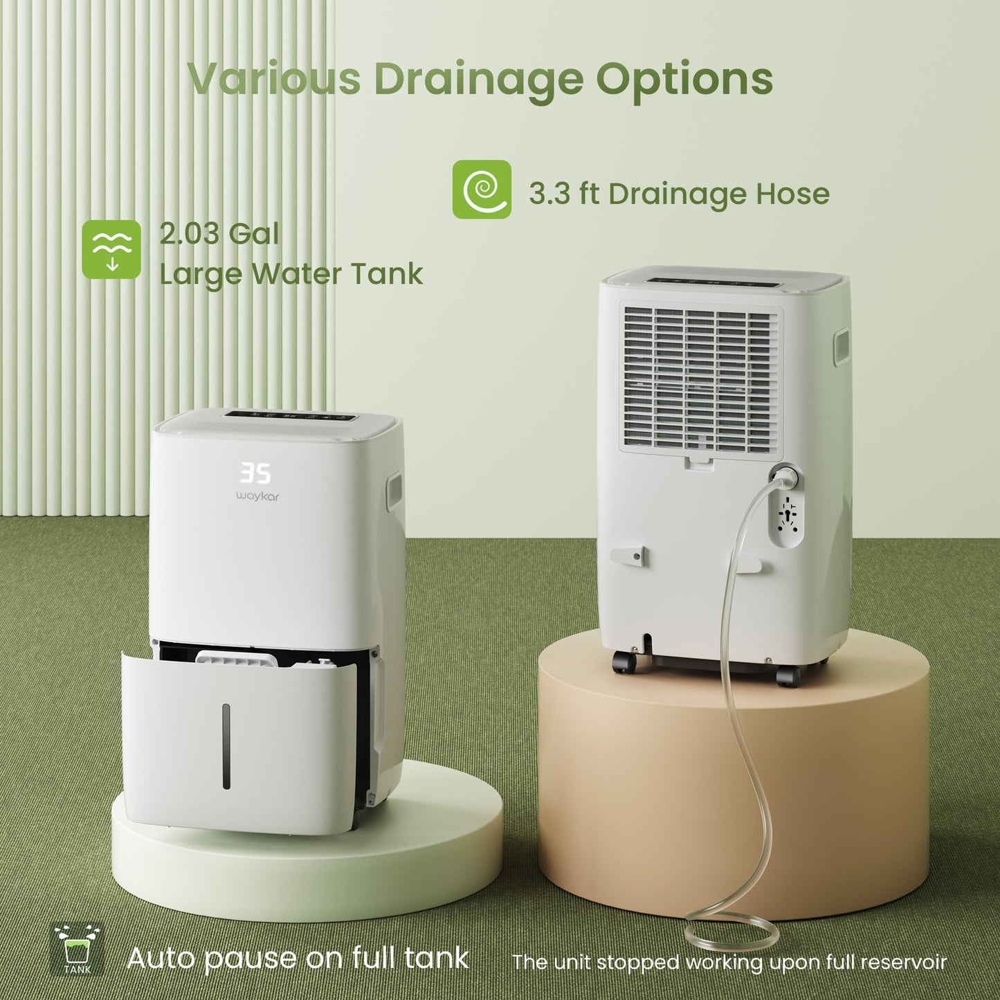 Waykar 130 Pints 6,500 Sq. Ft Dehumidifier with Drain Hose for Commercial and Industrial Large Rooms, Warehouses, Storages, Home, Basements and Bedroom with 2.04 Gal Water Tank