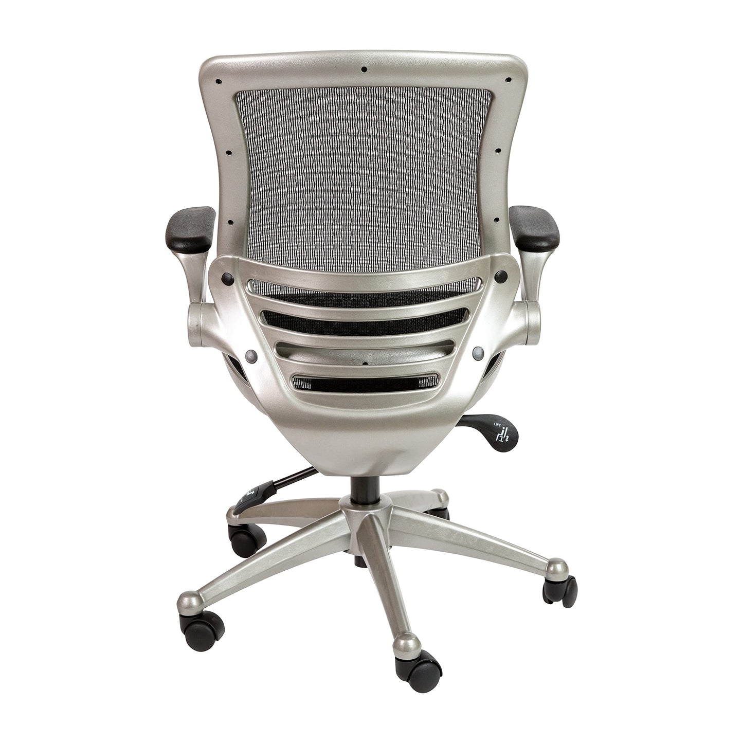 Flash Furniture Warfield Mid-Back Transparent Black Mesh Executive Swivel Office Chair with Graphite Silver Frame and Flip-Up Arms