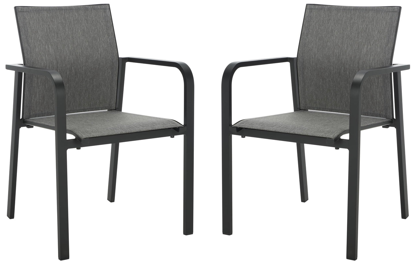 SAFAVIEH Outdoor Patio Furniture Dexter Black Armchair Set of 2 (Fully Assembled)