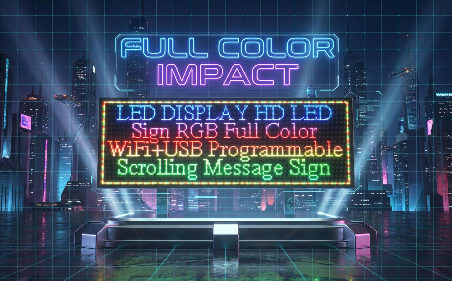 LED Advertising Sign,P5 39x14 Inches Full Color Programmable Digital Board, High Brightness Scrolling Message Display with WiFi & USB Control for Business Promotion