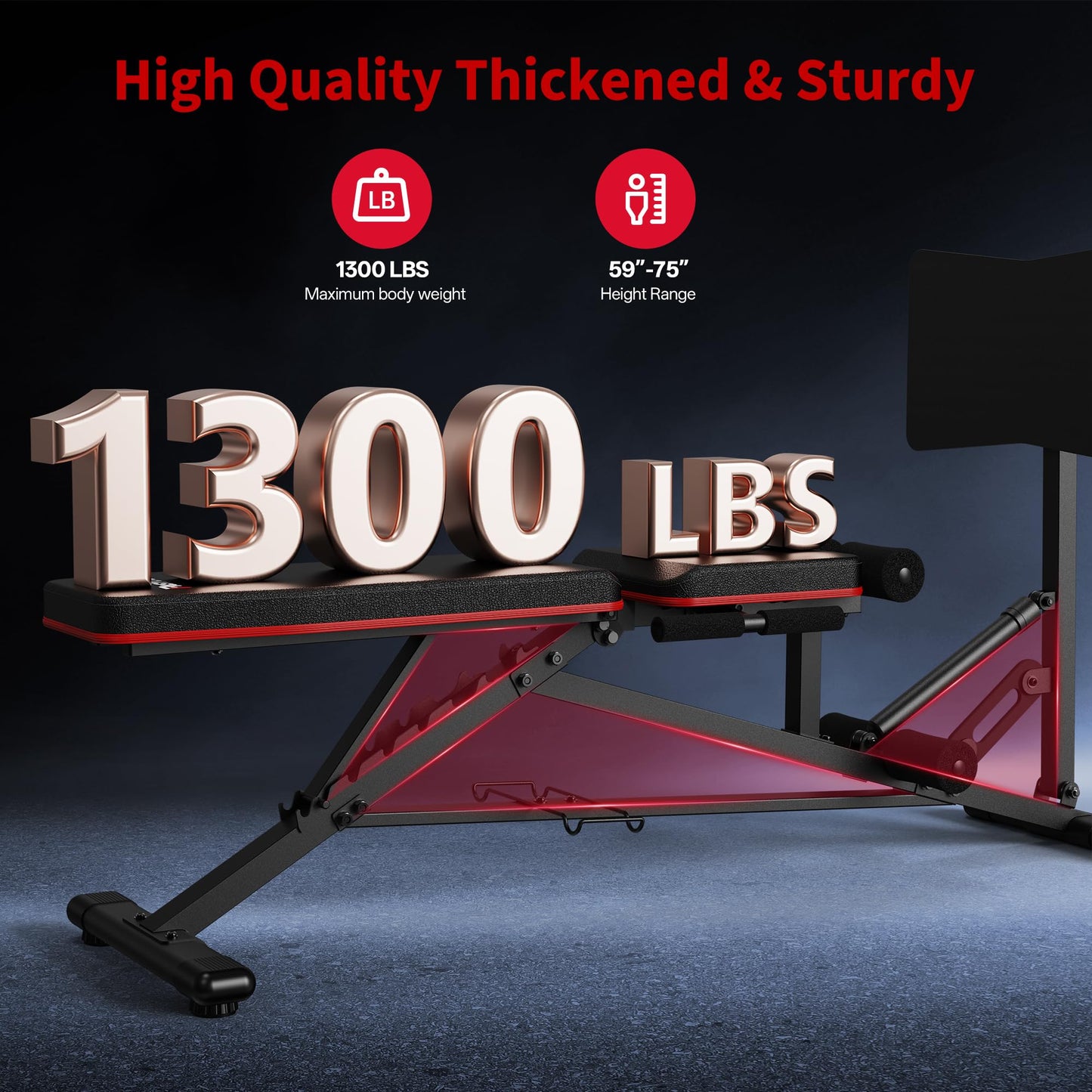 PASYOU Leg Press Machine, Adjustable Weight Bench with Leg Extension, 1300LBS Weight Capacity Leg Press Machines for Home Gym Full Body Exercise, Leg Workout Equipment with Dumbbell Rack