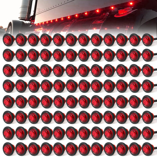 MADCATZ 100Pcs 3/4 Inch Red LED Marker Lights, Polycarbonate, Model MC-100-3LED-R