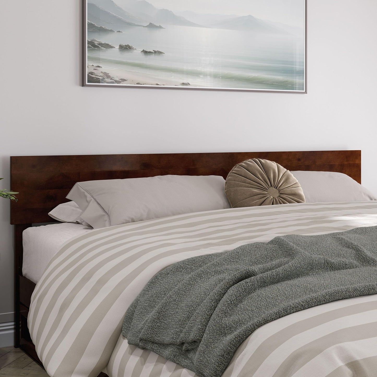 AFI, Wesley King Platform Bed with Panel Footboard & Storage Drawers, Walnut