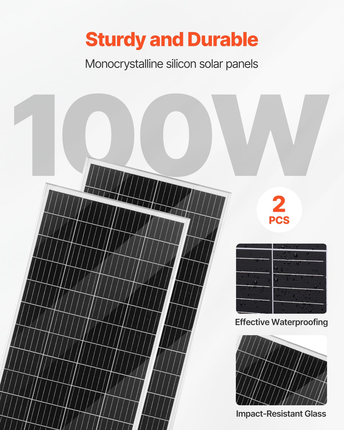 VEVOR 12V 400W Solar Wind Power Kit, 2PCS 100W Monocrystalline Solar Panels + 200W Wind Turbine + MPPT Wind/Solar Hybrid System Controller for Home RV Boat Camping Off-Grid Applications