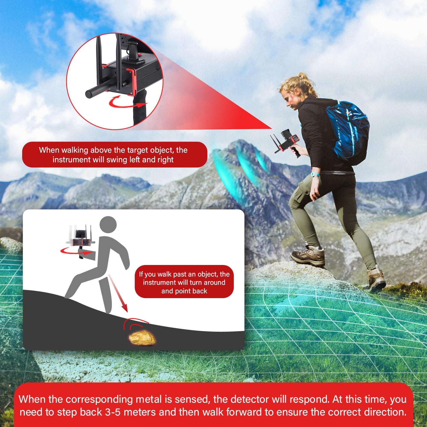 Chazcool Underground Metal Detector, Metal Detector, Professional Metal Scanner with High Definition Screen for Gold Silver Copper Gold Finder