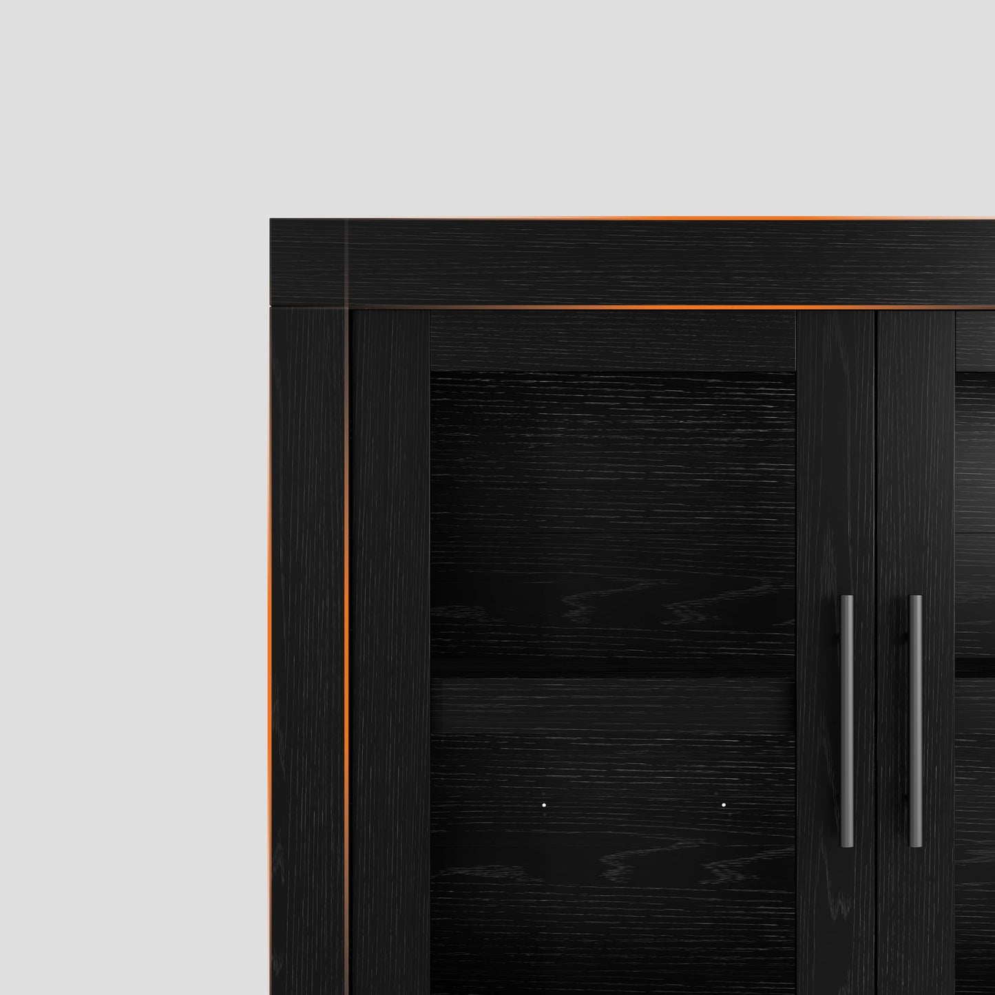 70.8" Sideboard Buffet Cabinet with 4 Glass Doors, Farmhouse Modern Accent Cabinet with Storage, Wood Coffee Bar Media Console Credenza for Living Room, Kitchen, Hallway, Black